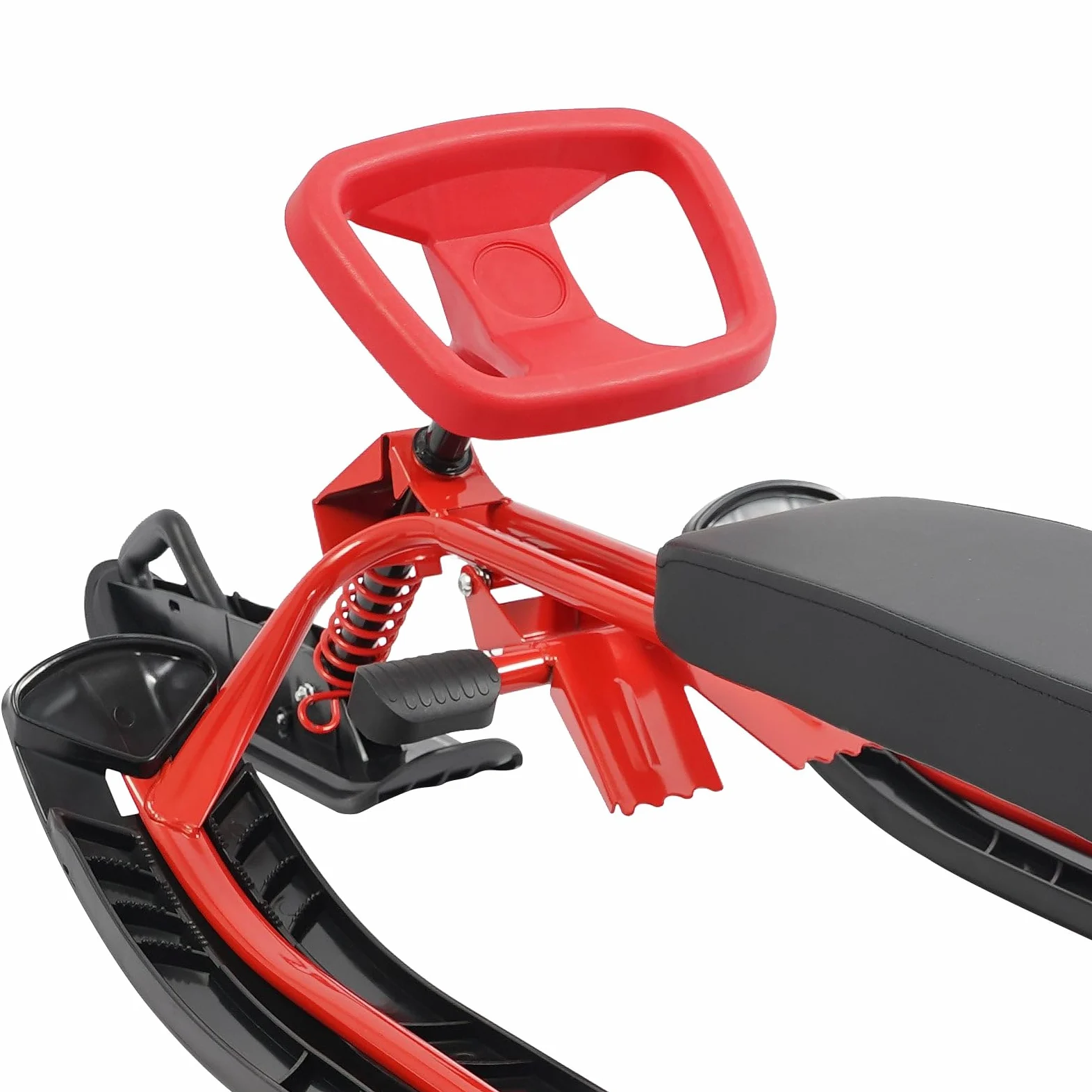 Luge de ski et snowboard - Jusqu'à 100 kg - Pour enfants, adolescents et adultes - Avec volant - Rouge