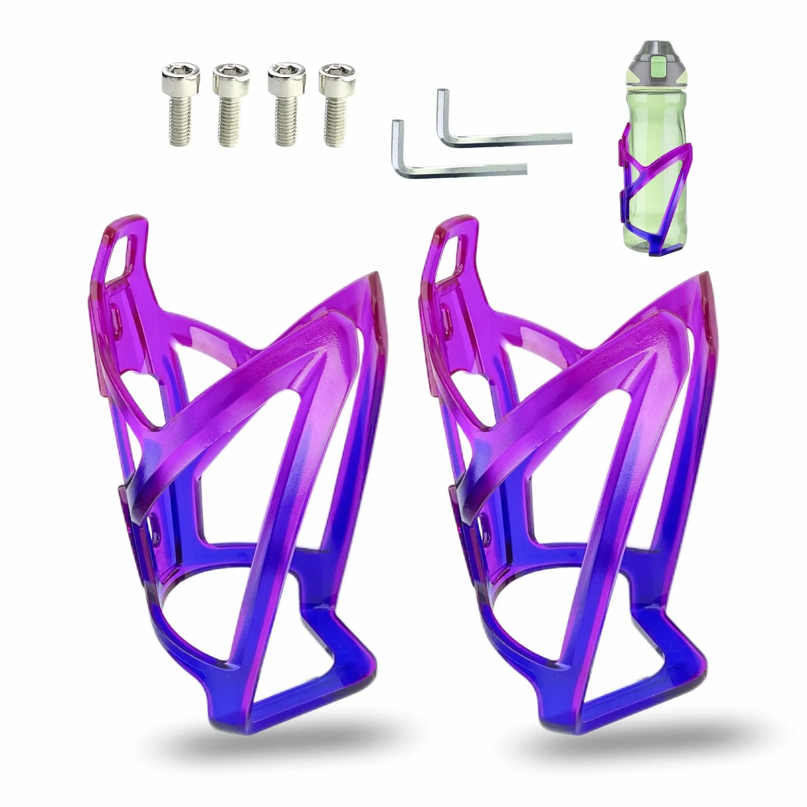 Porte-Bidons Vélo Lot de 2, Bouteilles Légers pour Vélo de Montagne Route, Dégradé Bleu-Violet
