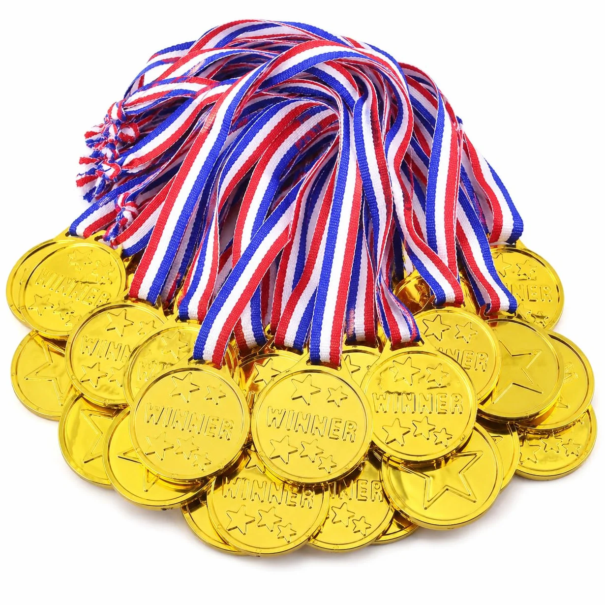 30 Médailles Enfant Dorées avec Rubans, Trophées, Médaille Personnalisable pour Récompenses Sportives, Événements Scolaires Et Jeux Enfants, Porte Médaille Plastique De Qualité