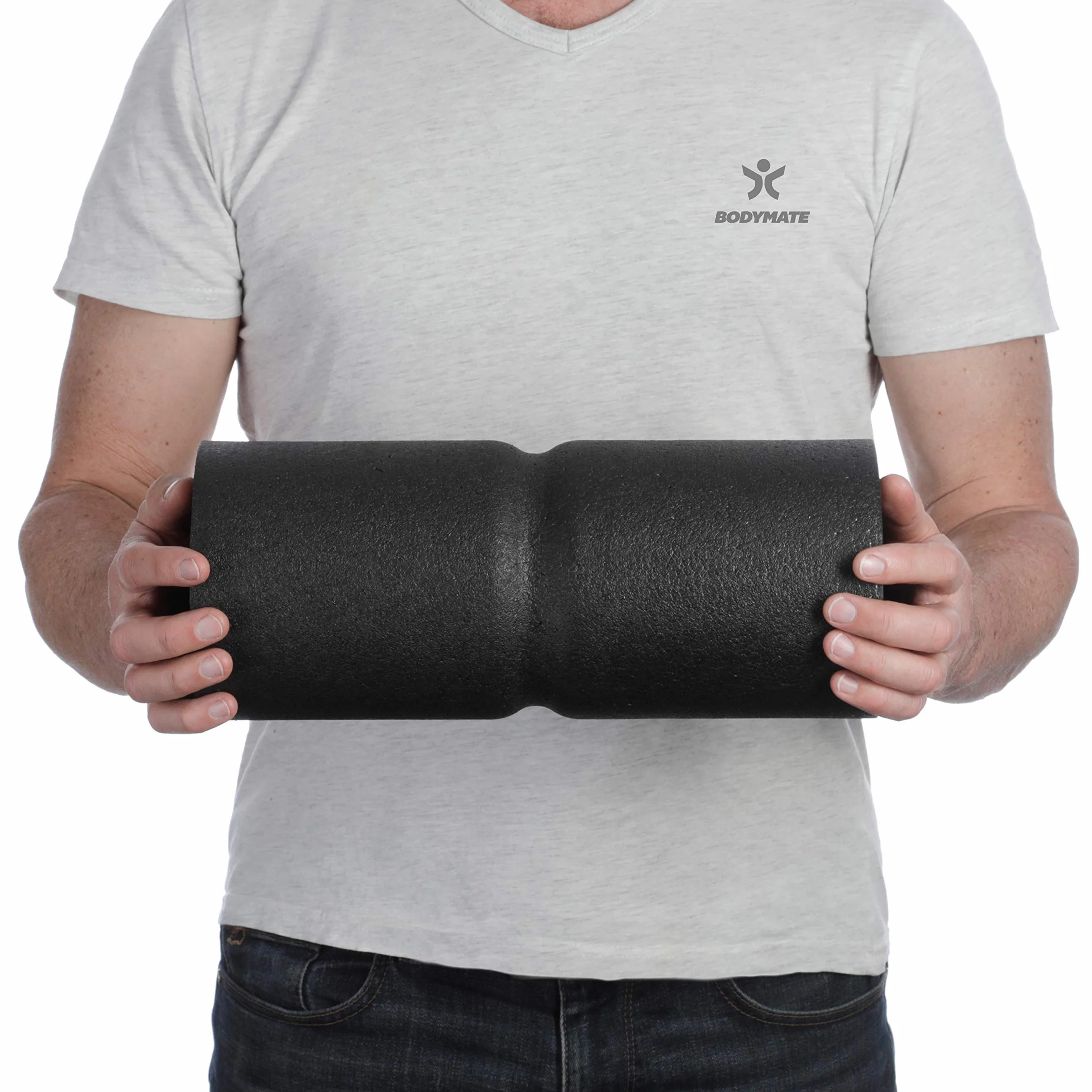 BODYMATE Rouleau de Massage Fascias 35cm Ø14cm Dureté Moyenne Rainure Soulager Colonne