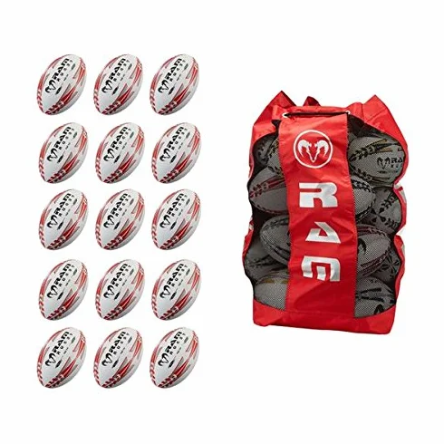 Lot de 15 ballons d'entraînement de rugby avec grand sac de rangement respirant