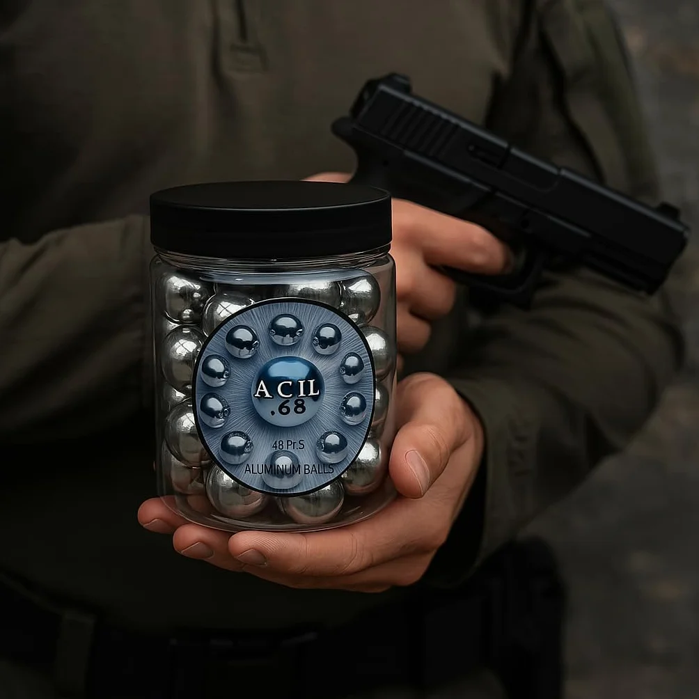 Aluminum Balls .68 Cal. Solid Reusable Paintballs Powerballs for Target Practice Training Defense Pistols (40 pcs)