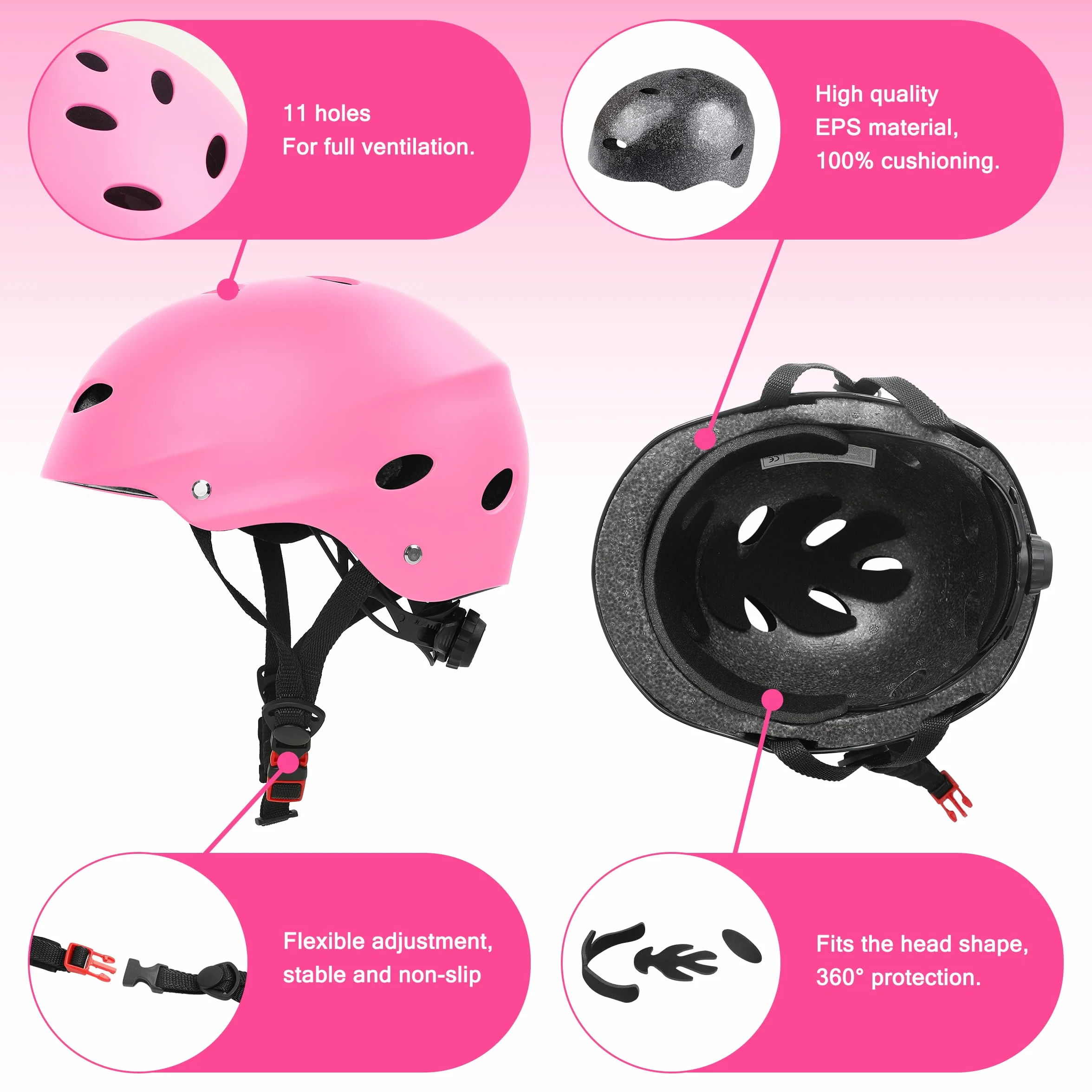 Casque Enfant Ajustable Genouillère Coudière Protège-Poignets Roller Skateboard Vélo 3-14 Ans 7pcs