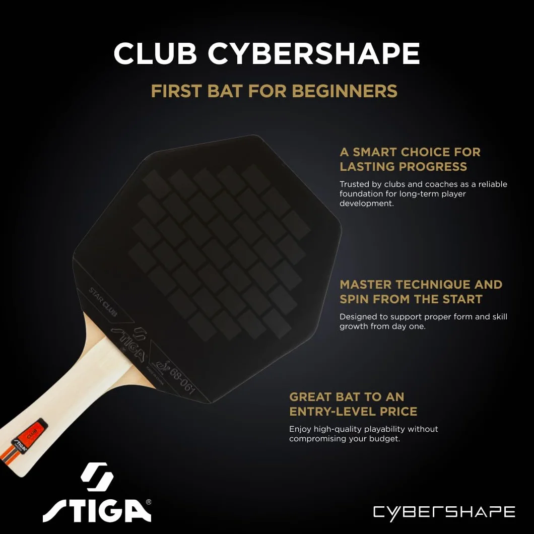 STIGA Club Cybershape Raquette Tennis de Table Bois 5 Plis Star Club Grand Sweet Spot