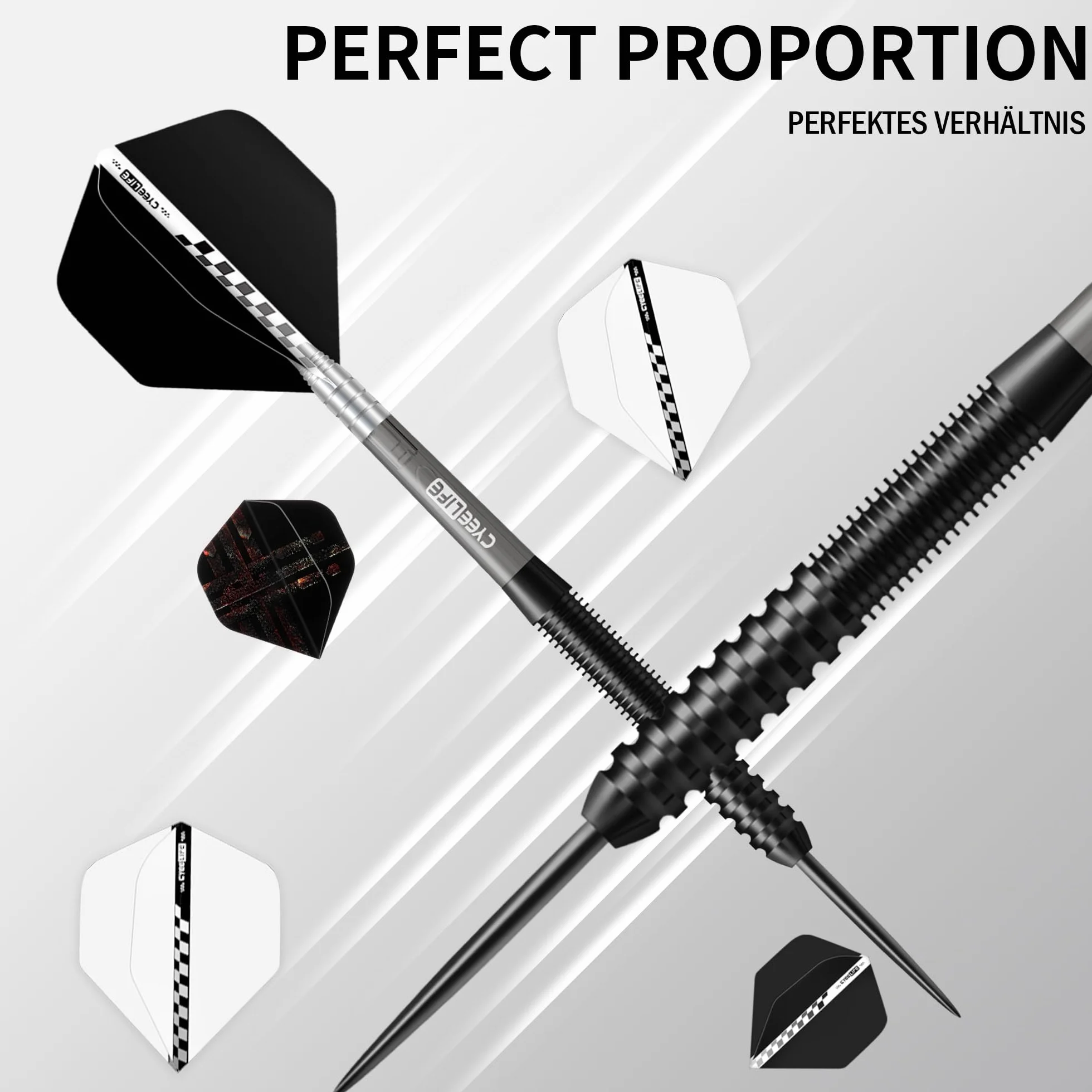 CyeeLife Lot de fléchettes professionnelles en tungstène 23 g avec pointe métal (Noir)