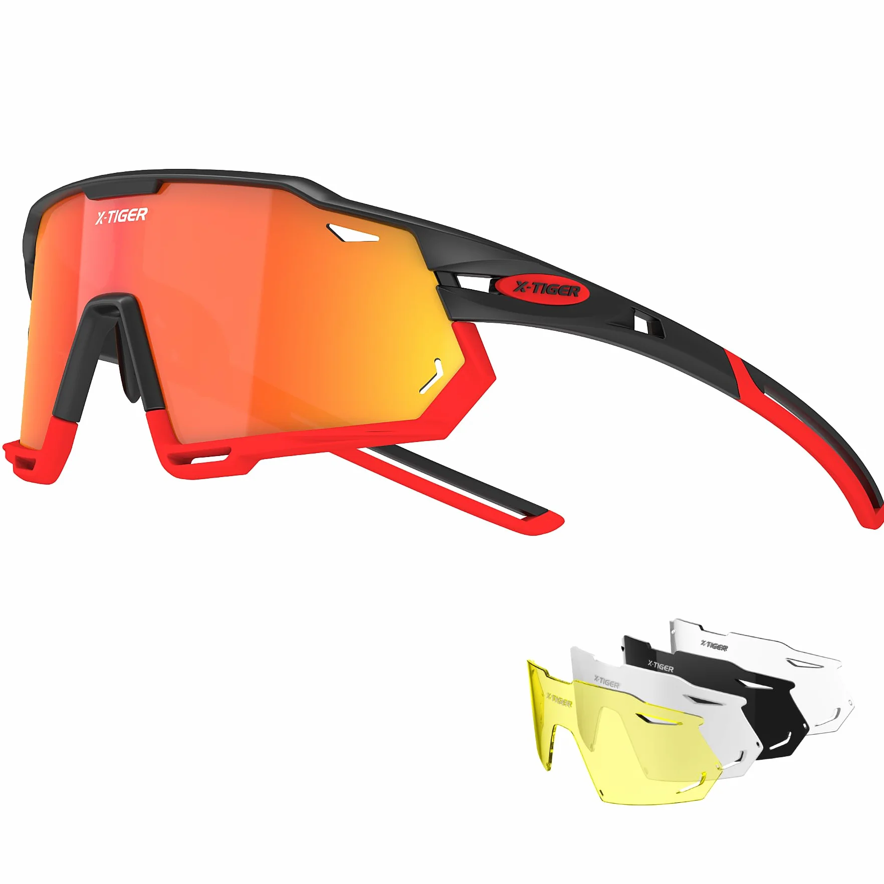 X-TIGER Lunettes de Cyclisme VTT Homme avec 5 Lentilles Interchangeables Protection UV400