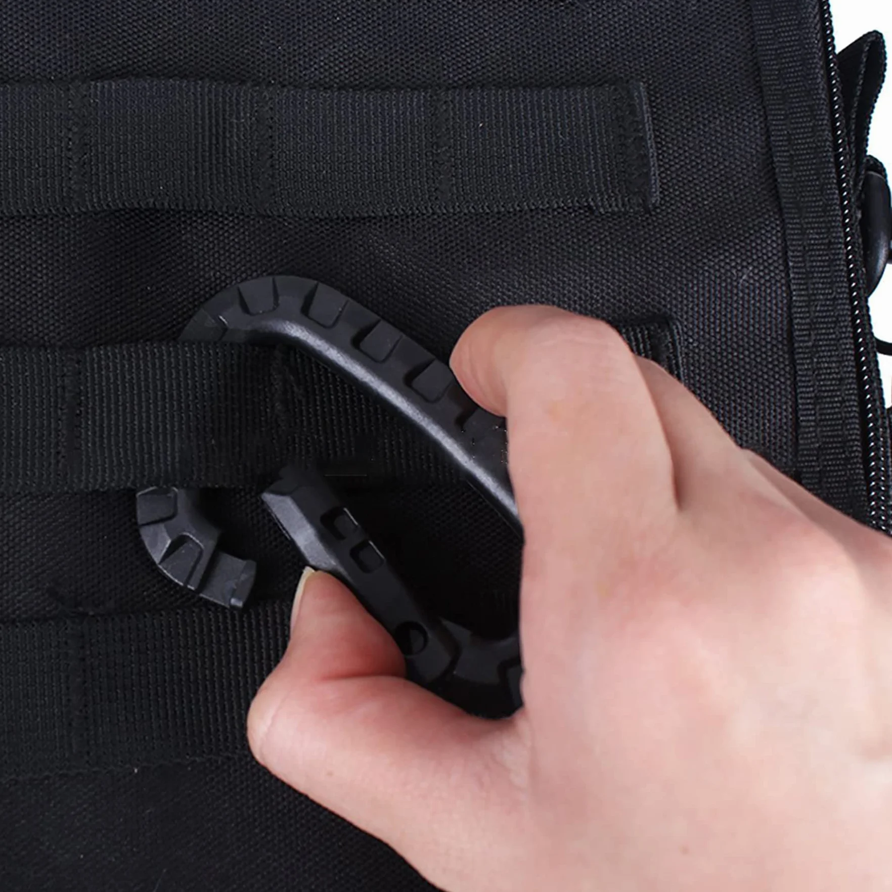 Mousqueton Tactique en Plastique Noir Lot de 2, Boucle Multifonction Sac à Dos Camping Randonnée