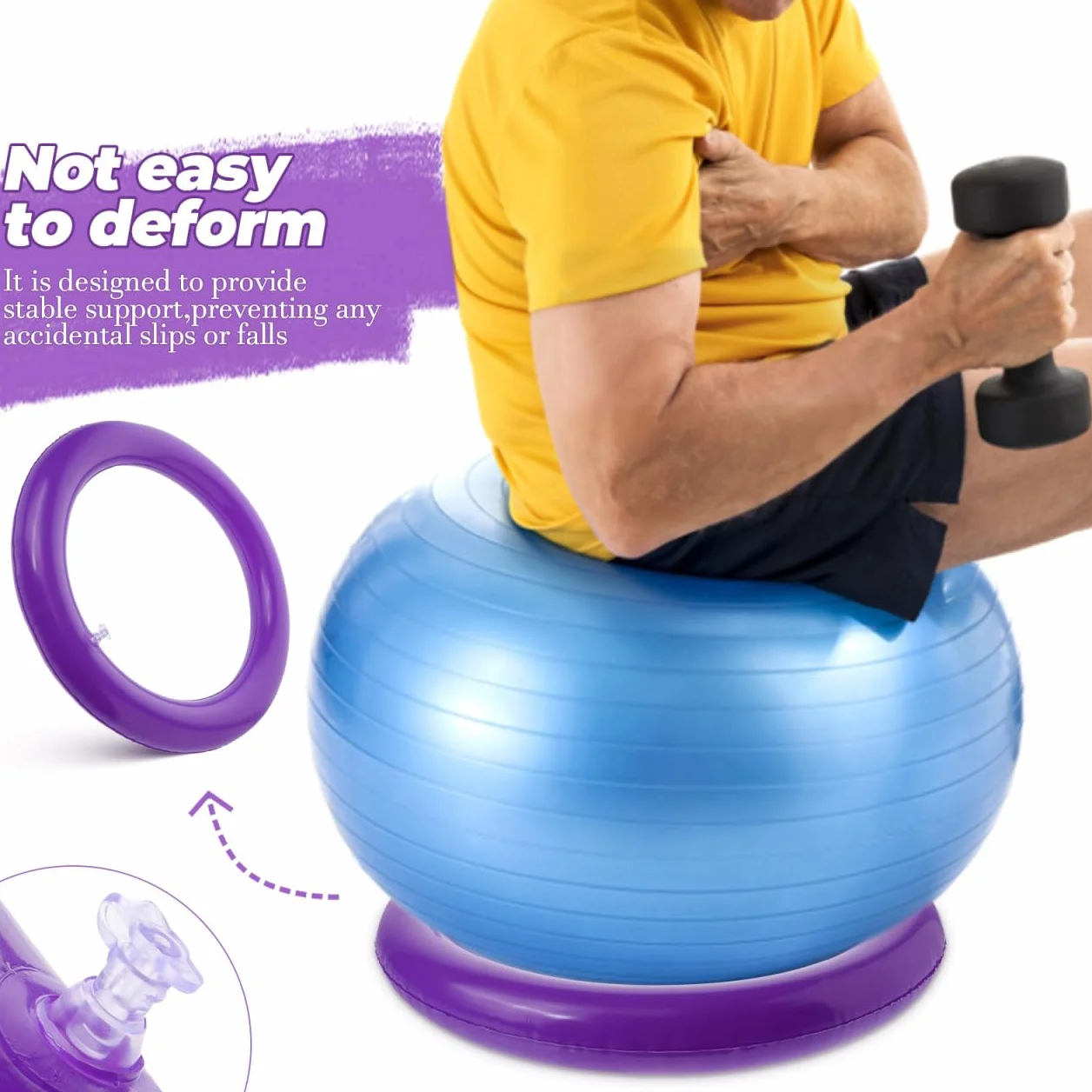 GALPADA Base de Balle de Yoga Gonflable avec Anneau Fixe Rond Support Stable