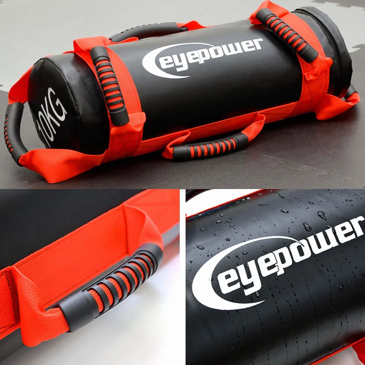 EYEPOWER 2,5-10kg Power Bag de Musculation 17x45cm Sac de Sable Sandbag Rouge