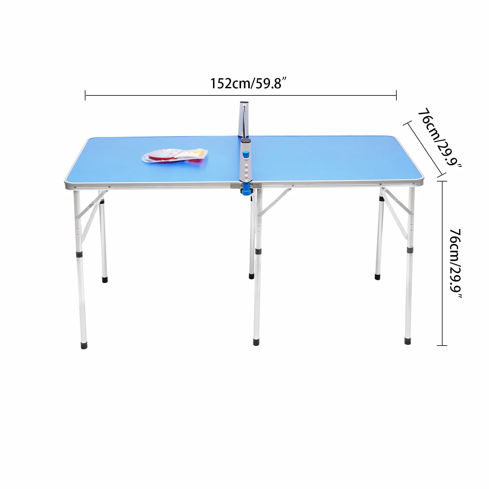 Table de ping-pong pliable 152 x 76 x 76 cm avec filet, raquettes et balles, intérieur et extérieur