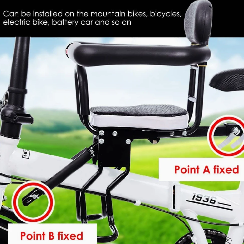 COYEUX Siège de vélo pour Enfant avec Main Courante, siège de sécurité réglable pour Enfant, avec Dossier/pédales/Main Courante, pour VTT, vélos Hybrides, vélos de Fitness