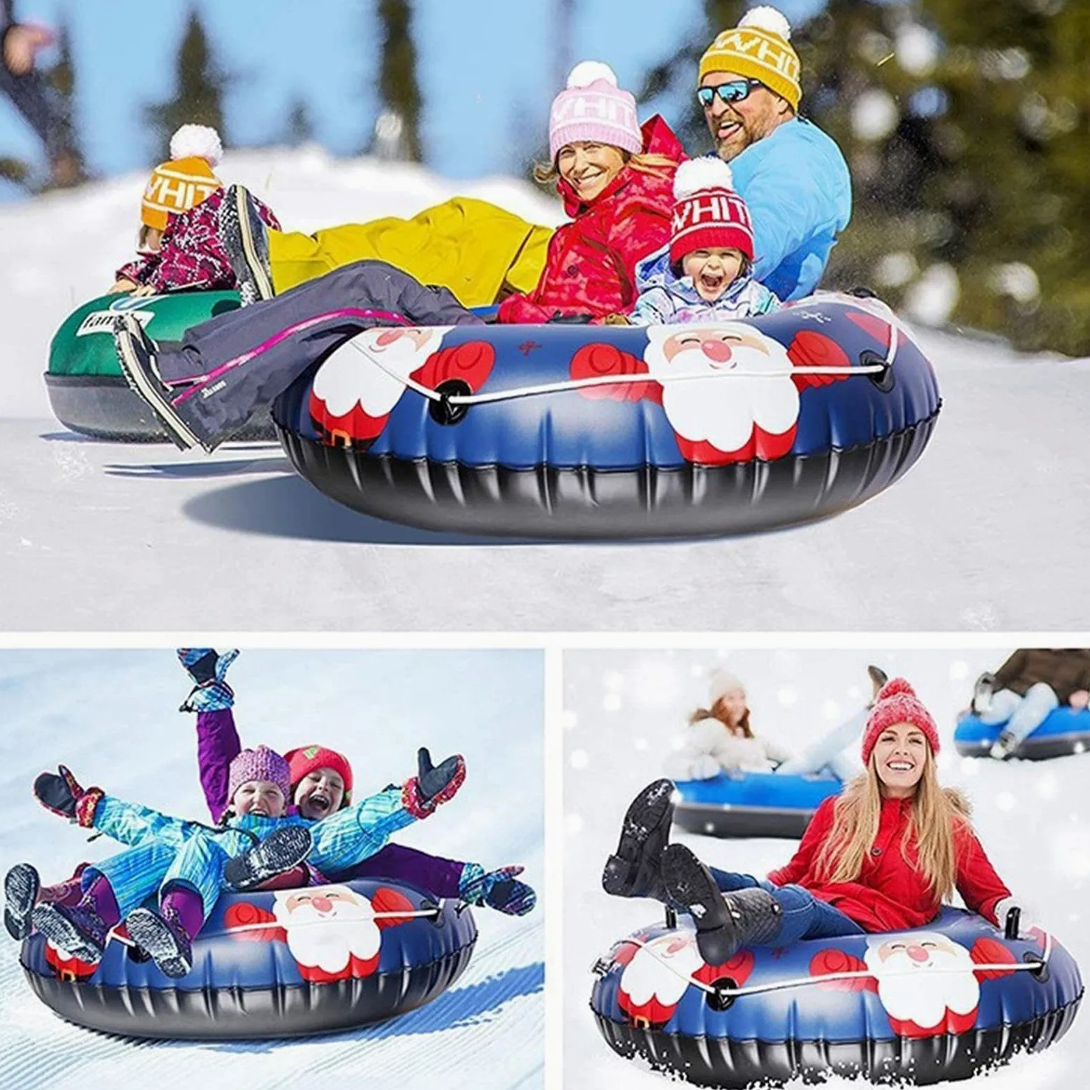 Bouées De Neige pour Adultes Luges Snowboard Gonflables avec Poignées | Jouet Luge d'Hiver Sports Plage Arrière-Cours Jardins Patinage Ski Extérieur Sable Noël Activités Aventure