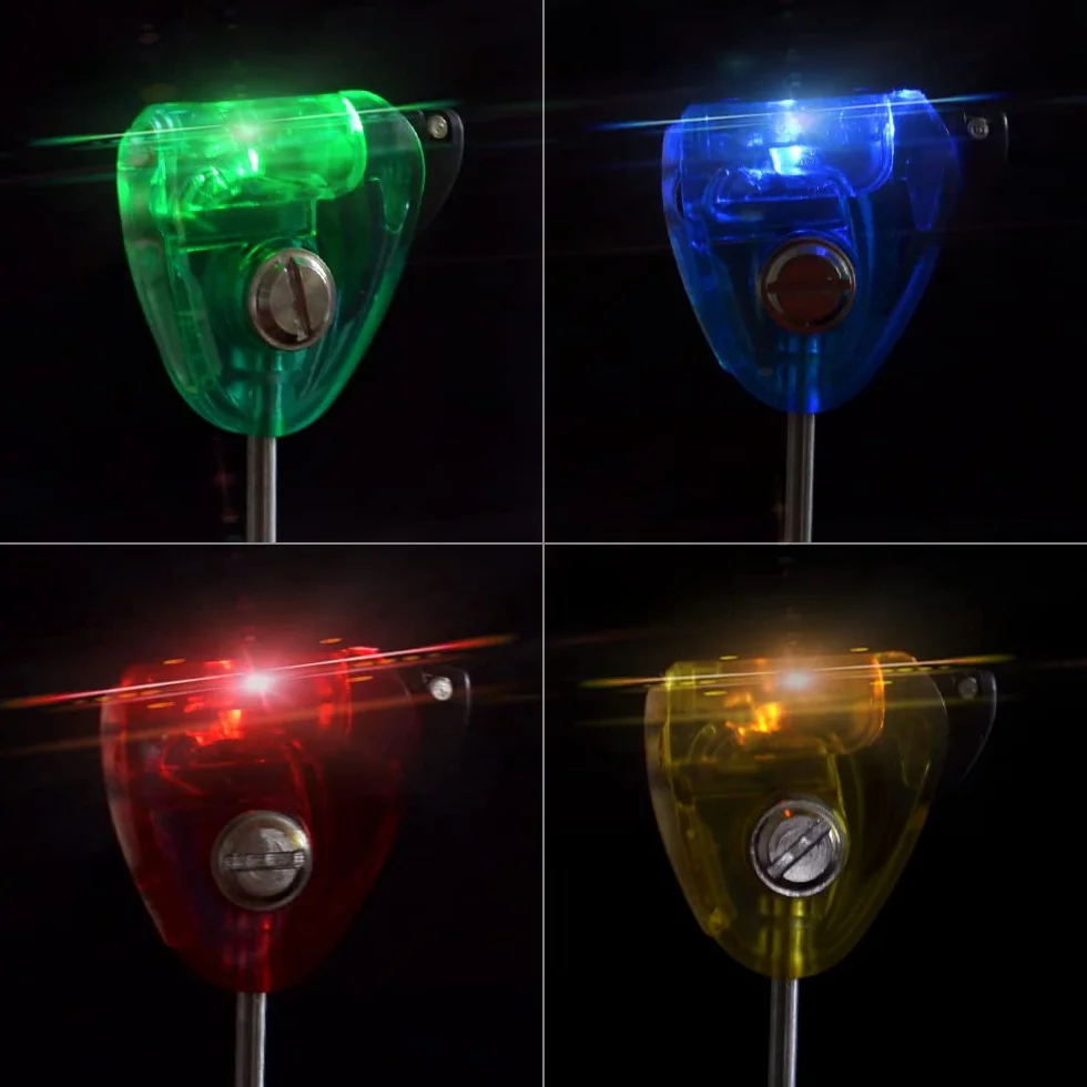 Lot de 4 indicateurs de touche lumineux (swingers) pour la pêche à la carpe