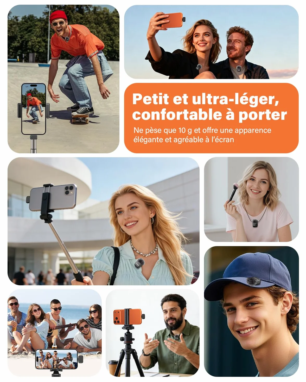 Newmight Micro Cravate sans Fil avec Fixation Magnétique, Réduction de Bruit, 30M Portée, Compatible iPhone/Android/PC