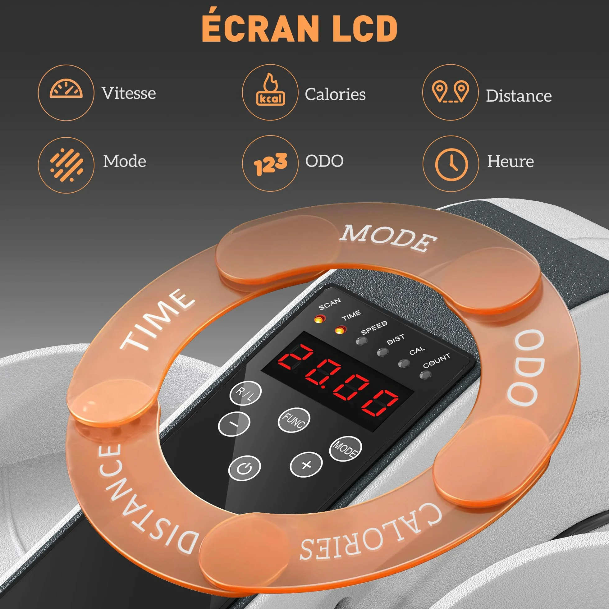 SPORTNOW Mini vélo elliptique électrique avec écran LCD, 10 vitesses, silencieux, portable, Blanc