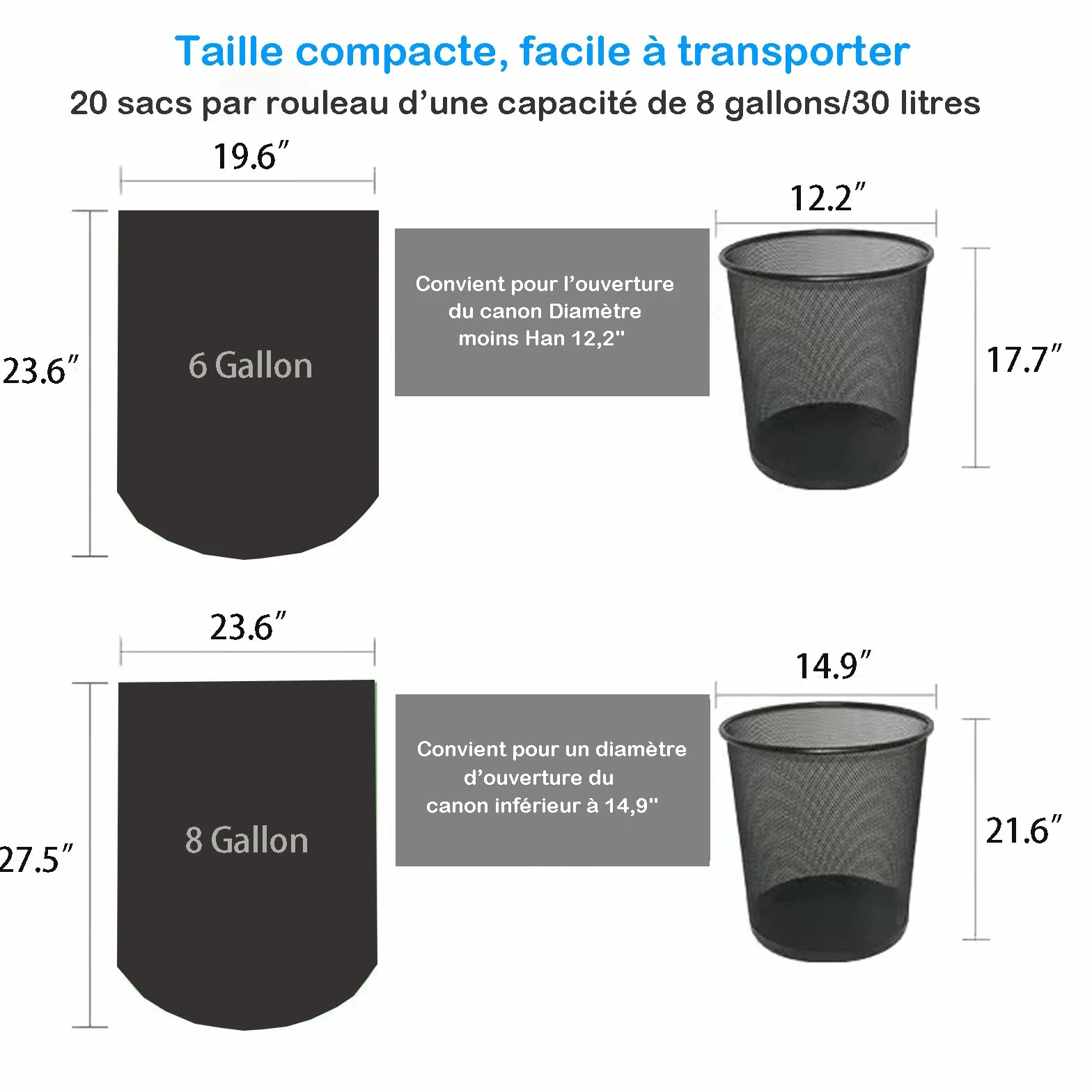 Sacs de toilette compostables camping 40 pièces 8 gallons 30 litres pour toilette portable extérieur