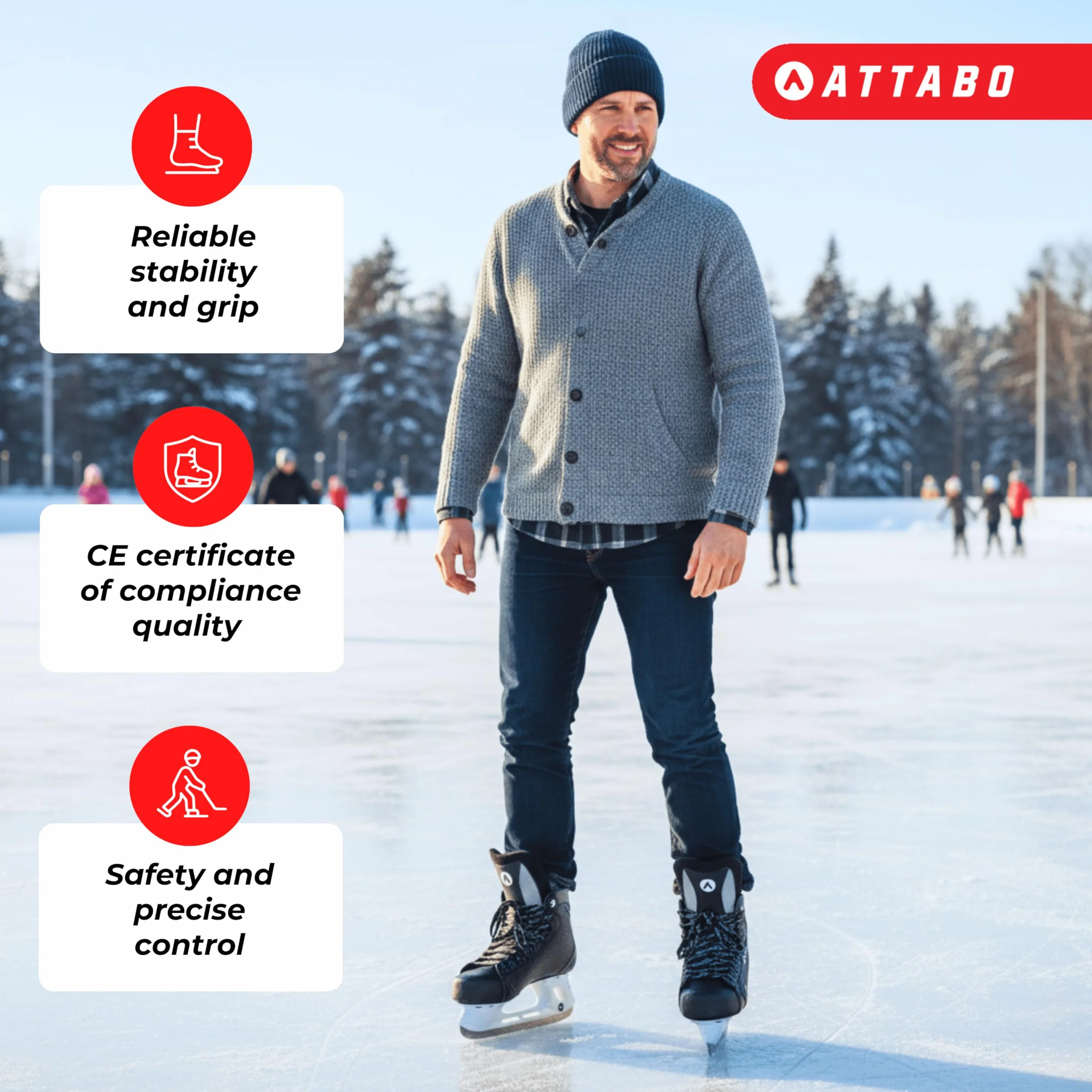 Patins de Hockey sur Glace Homme Taille 39 EU Lame Acier Inoxydable Noir