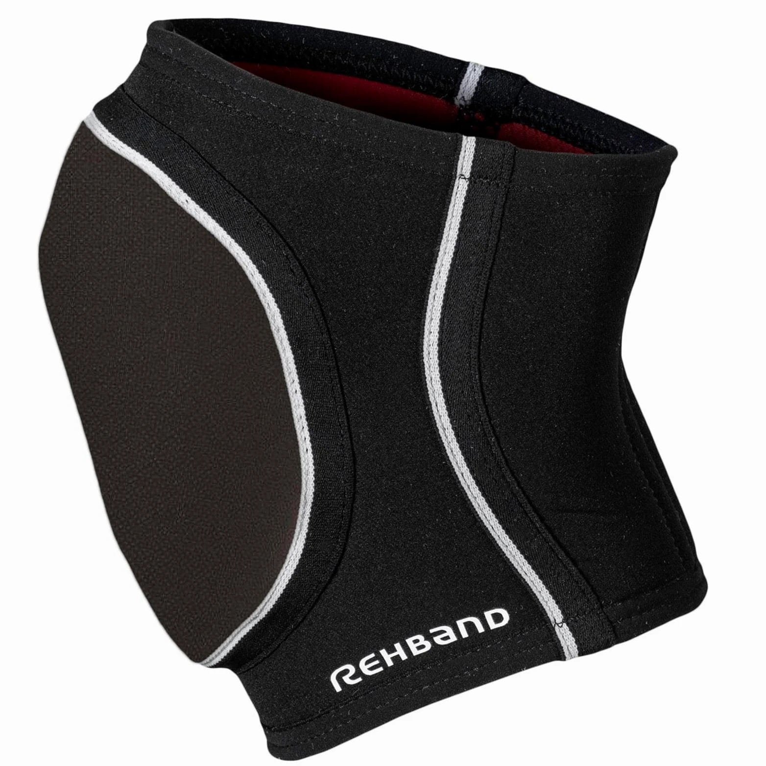 Rehband genouillères en néoprène 7 mm pour femmes et hommes, genouillère antidérapante et ultra-résistante pour volley-ball, handball et sports indoor, Couleur:Noir, Taille:L, Côté:Gauche