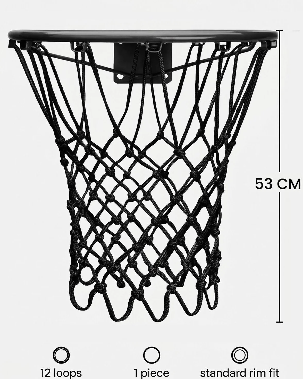 Filet de Basket-Ball de Rechange Résistant, Filet Panier Basket Extérieur Qualité Professionnelle, S'adapte à Jante Standard (Noir)