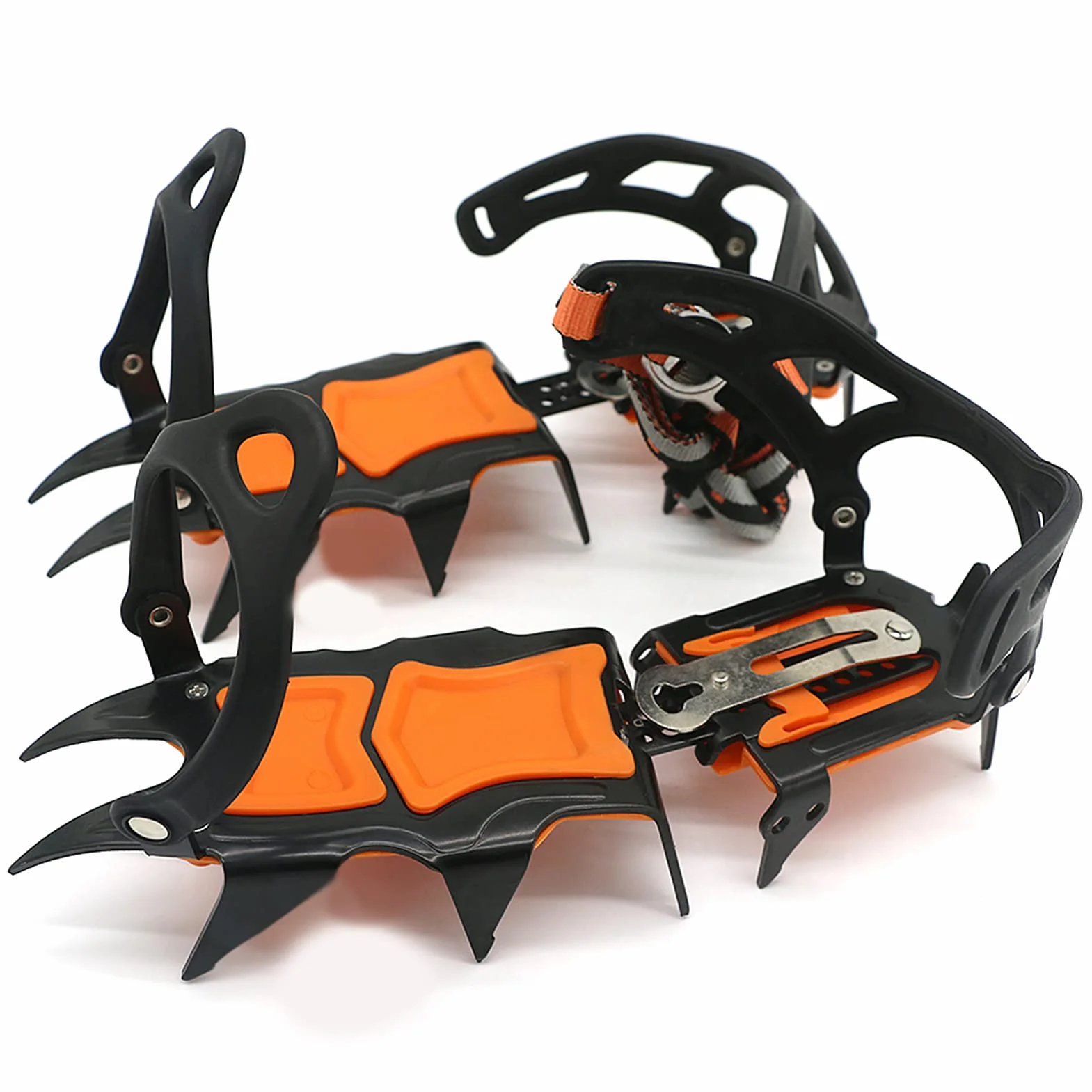 Crampons à Glace 12 Dents pour Chaussures de Bottes de Neige d'Hiver, Crampons de Traction à Neige