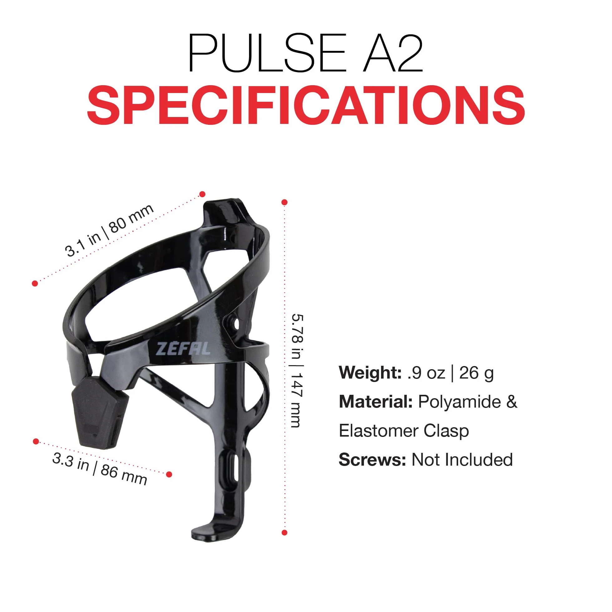 ZEFAL Pack Pulse A2 Porte-Bidons Vélo Légers 26g Noir