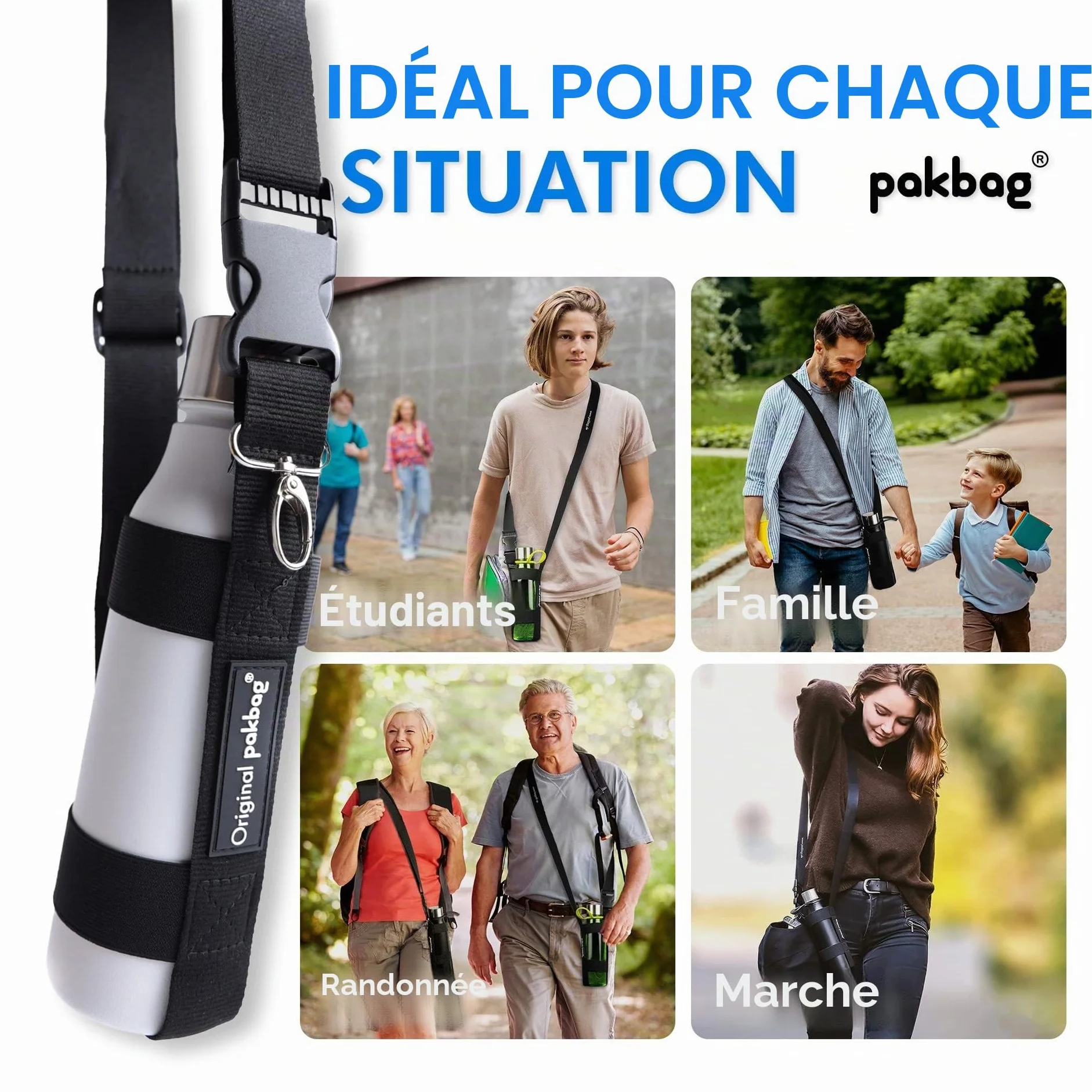Tour de Cou Porte Gobelet Ceinture Porte Gourde Bouteilles 1,5l Pet Recyclé