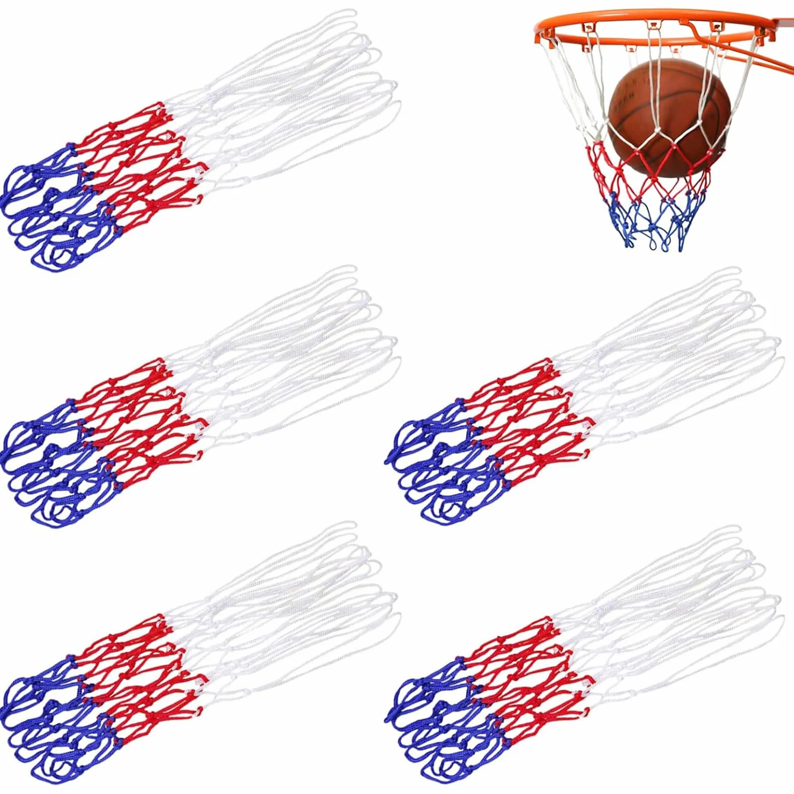 KASURE Filets de Basketball 5 pièces 12 Boucles Nylon résistant intérieur extérieur