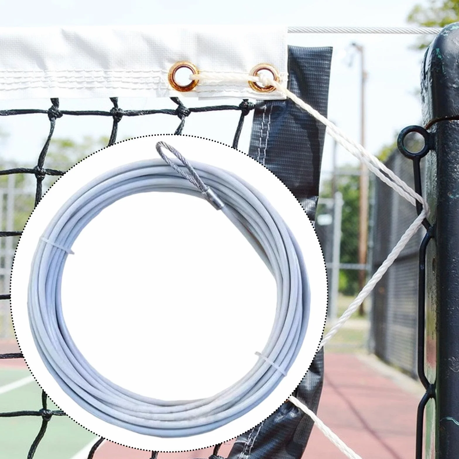 Câble de Filet de Tennis 14,8 m, Fil d'acier, Câble de Remplacement Résistant à la Pluie