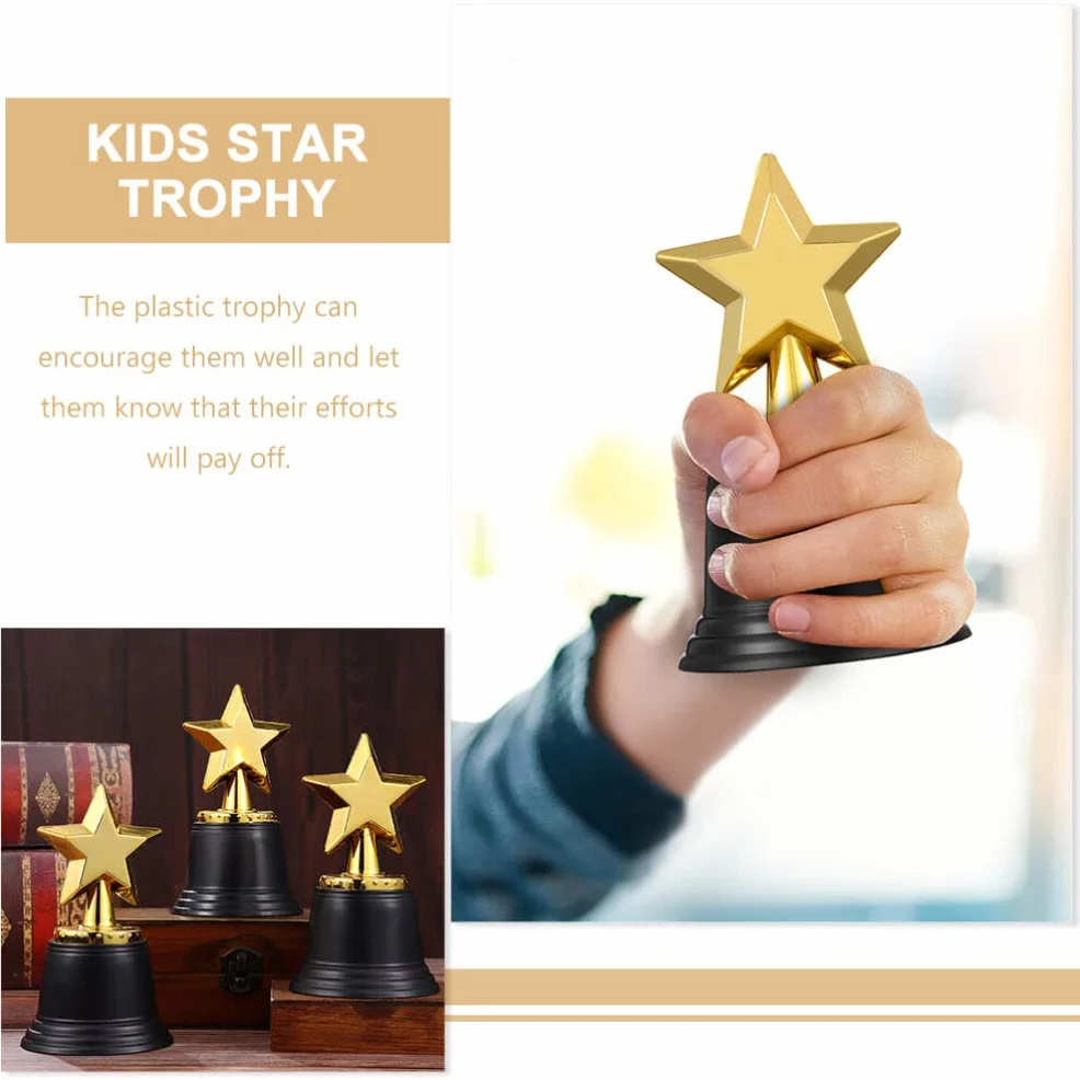 Didiseaon Trophée étoile: 9 Pièces Mini Trophée avec Base Plastique Foot pour Récompenses Sportives Jeux Winner Trophy pour Enfants Décorations de Classe et Concours