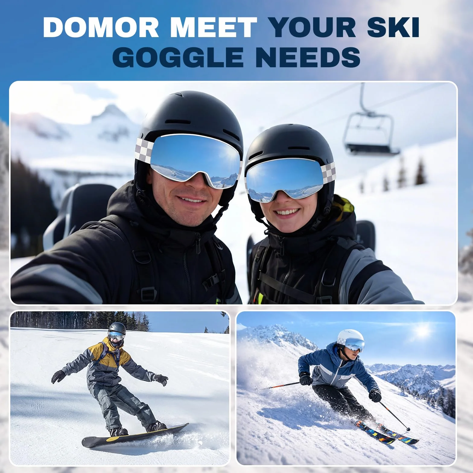 Kit de Lunettes de Ski Magnétique avec 2 Écrans Détachables, Design Torique, Anti-UV, Anti-buée