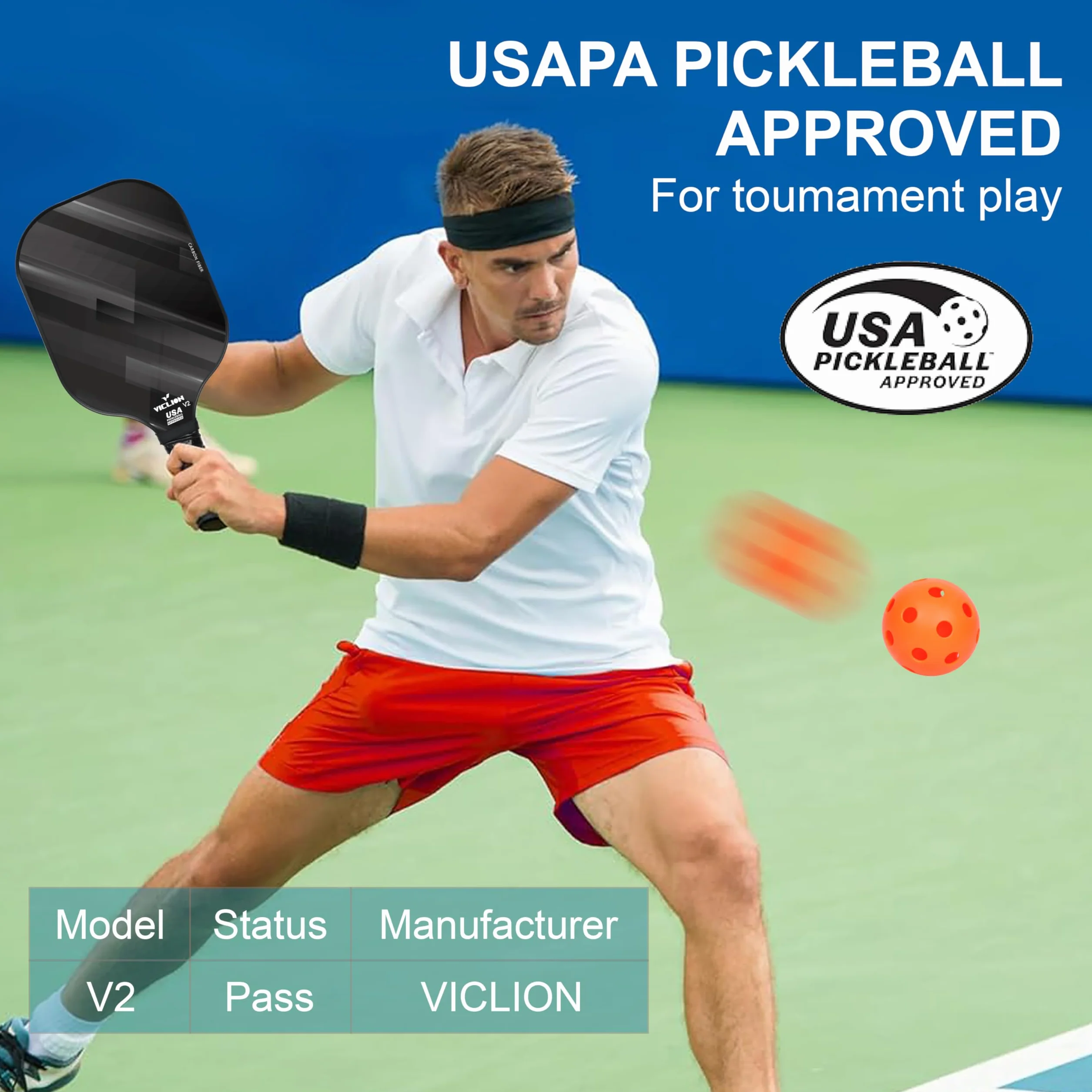 USAPA-zertifiziertes Carbon Fiber Pickleball Set 2 Paddel, 4 Bälle & Tasche, leichtes Einsteiger Set