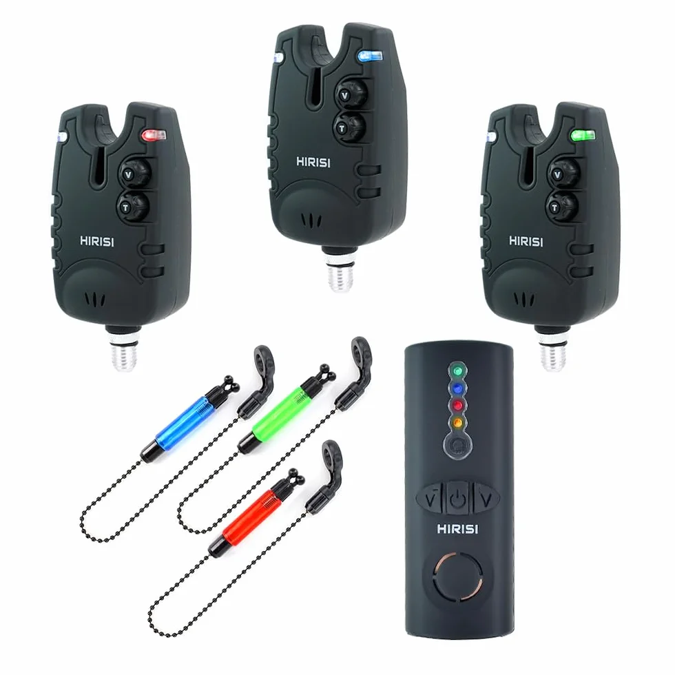 Hirisi Tackle Alarmes pour pêche à la carpe avec récepteur et balançoires dans un étui de protection