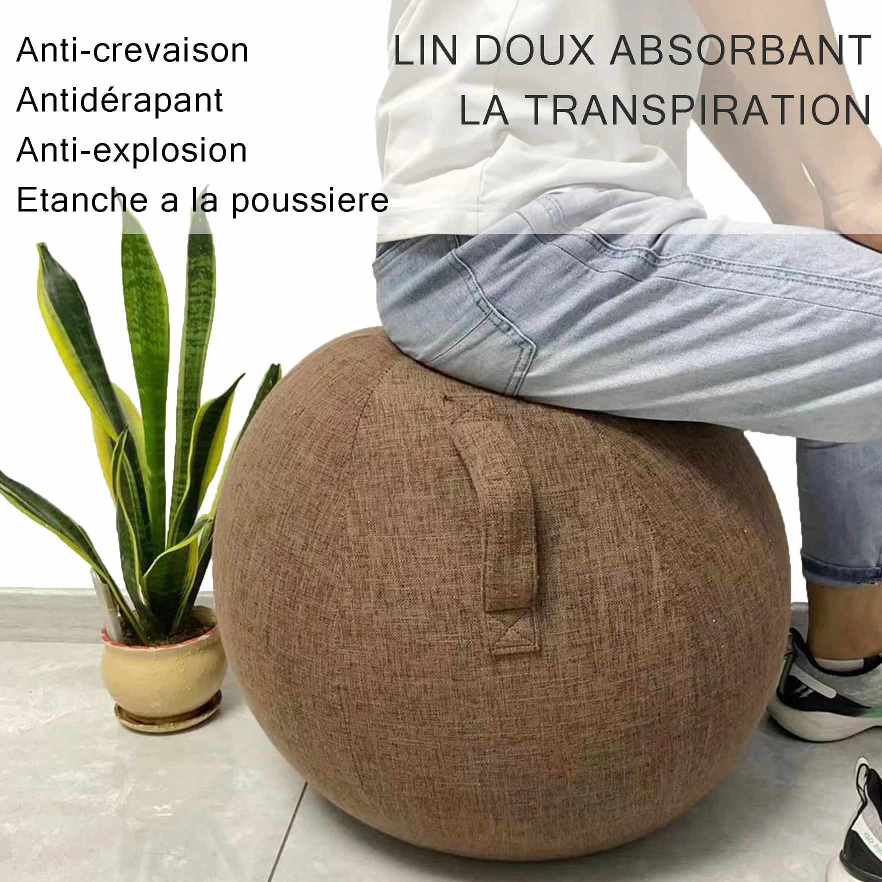 Housse Ballon Gym Swiss Ball Bureau Anti-saleté Protection Antidérapante pour Grossesse