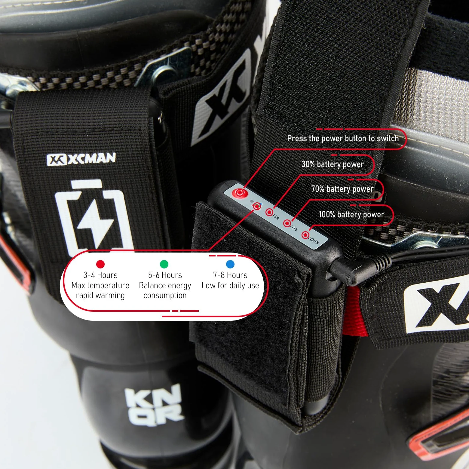 XCMAN Semelles chauffantes réglables en métal pour homme et femme, 3 000 mAh rechargeables, chauffe-pieds avec 3 réglages de température