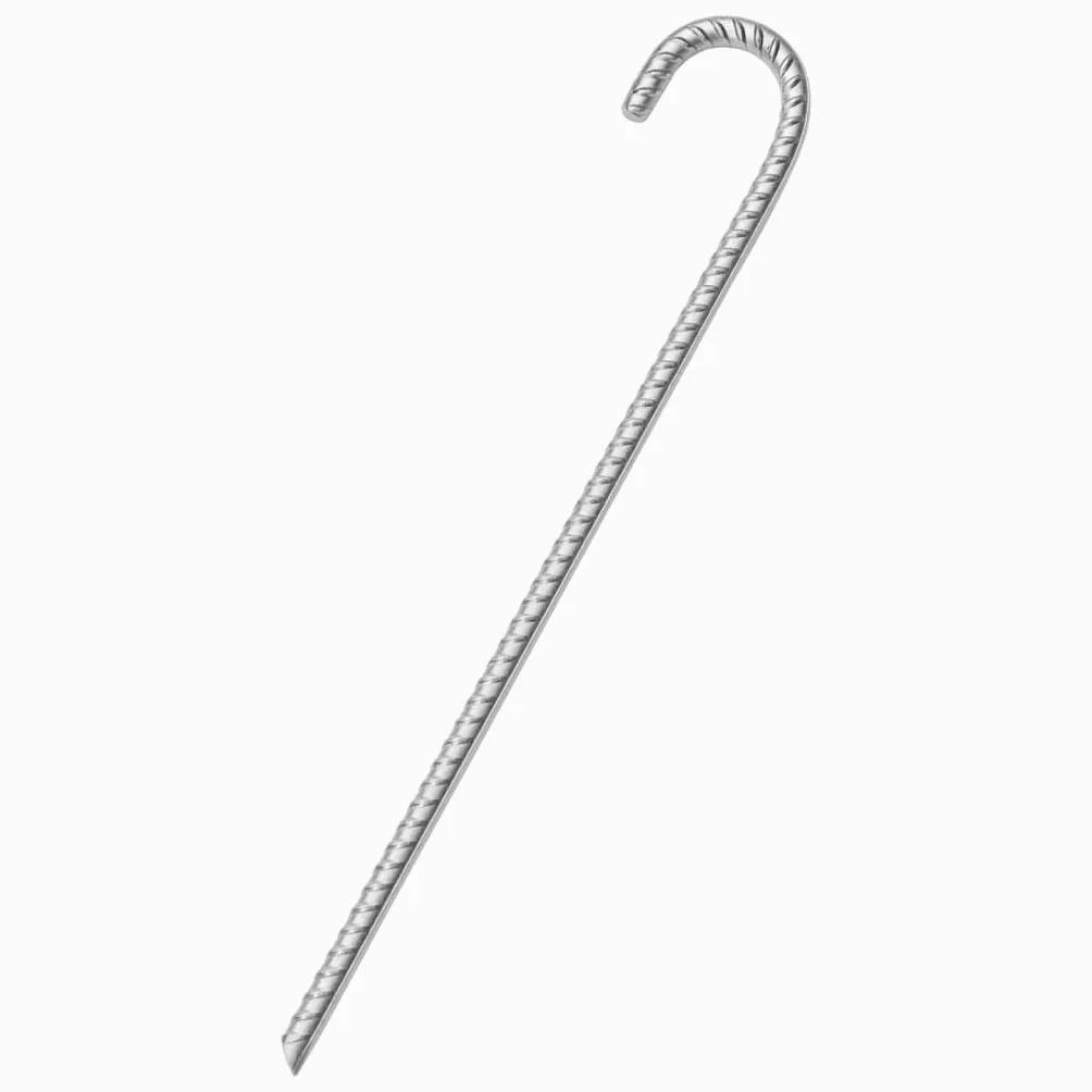 Piquets De Tente 12 Pcs 41,5 Cm Acier Galvanisé | Surface Filetée Anti-Glissement, Crochet Supérieur, Fixation Solide, Usage Multifonctionnel