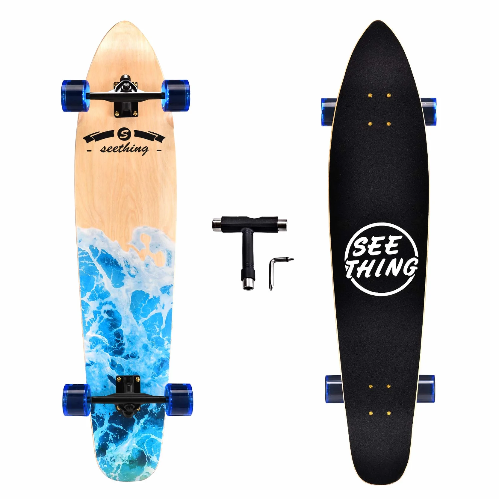 Longboard Skateboard Complet 106,7 cm Érable Croisière Free-Style Descente