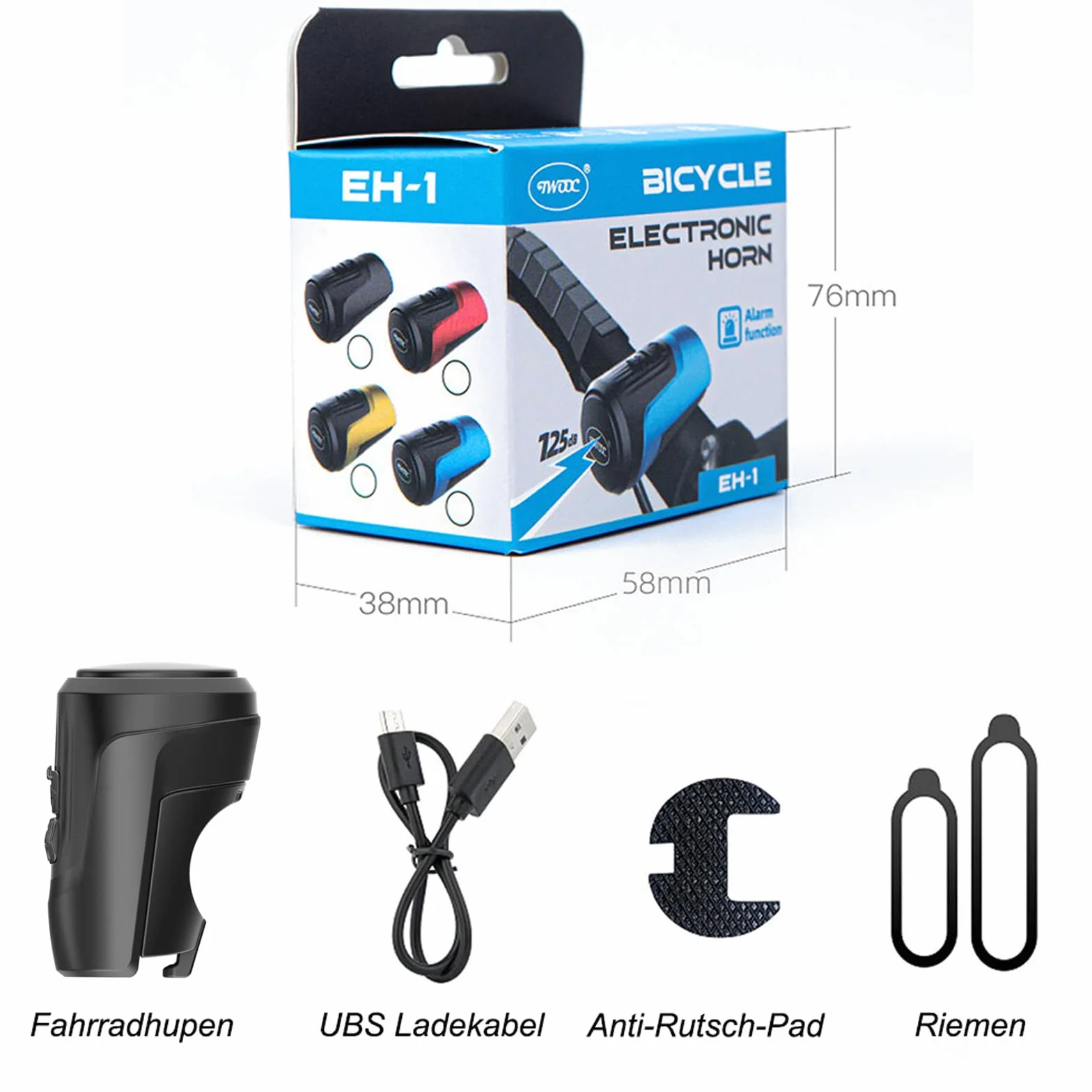 Sonnette vélo électrique 125dB Antivol Alarme Klaxon USB Rechargeable