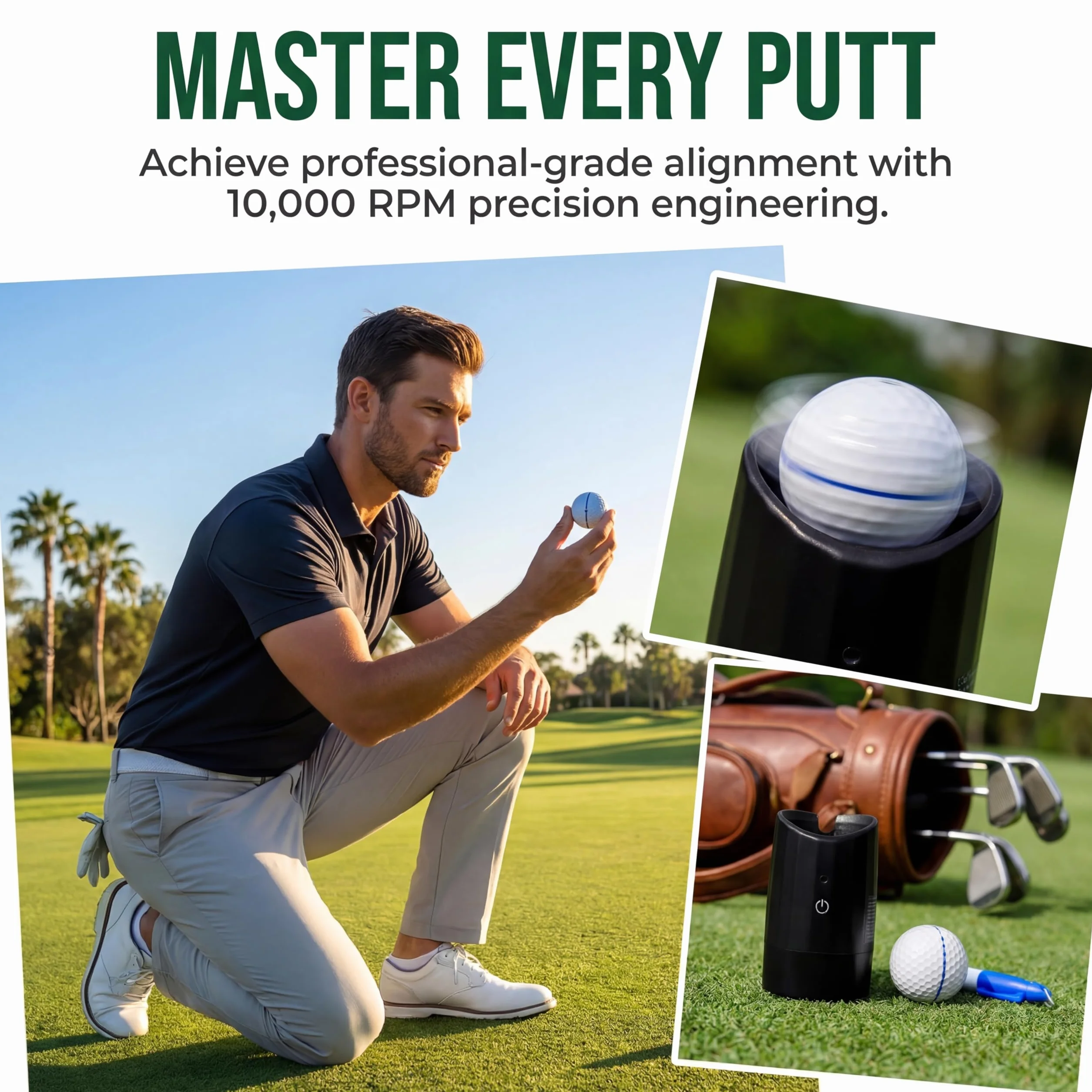Équilibreur de balle de golf avec dessin automatique par gravité – Design scientifique pour un lancer précis, une précision de conduite améliorée et un outil de marquage d'alignement facile