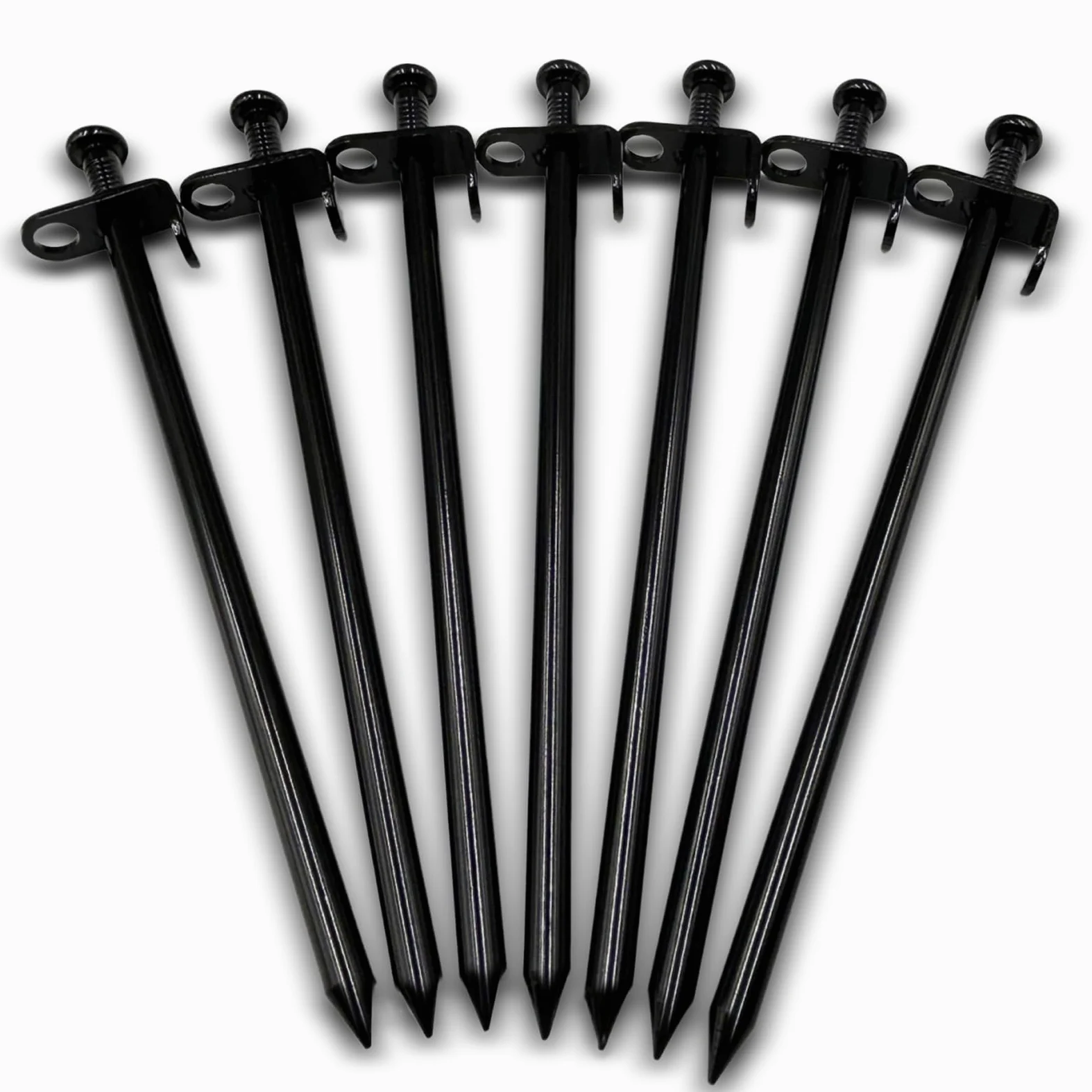 Cheardia Lot de 20 piquets de tente robustes de 25,4 cm - Piquets de camping en métal noir pour tente, bâche, auvent, incassables et rigides