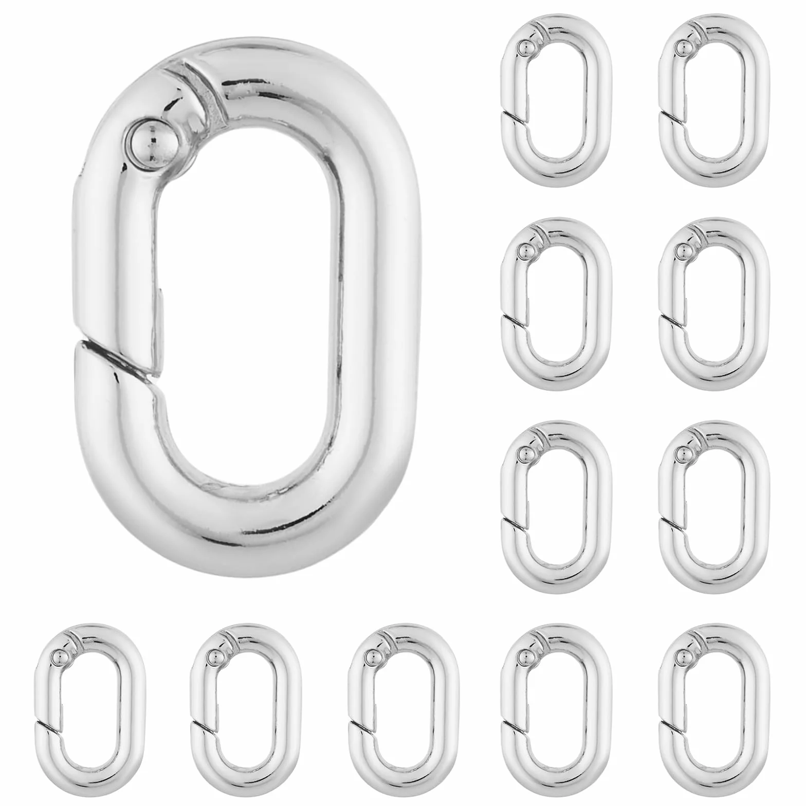 Lot de 12 Petits mousquetons à Ressort en métal Ovale pour Porte-clés, Escalade