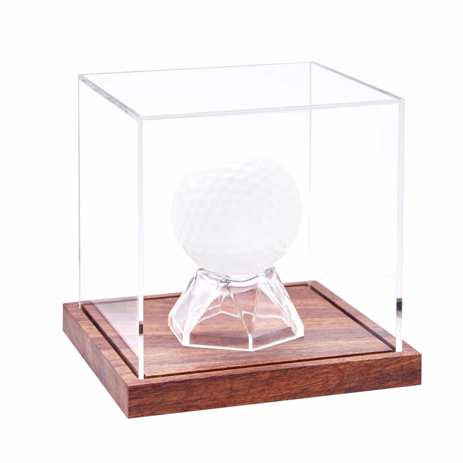Boîtier d'exposition pour balles de golf avec support en bois, anti-poussière