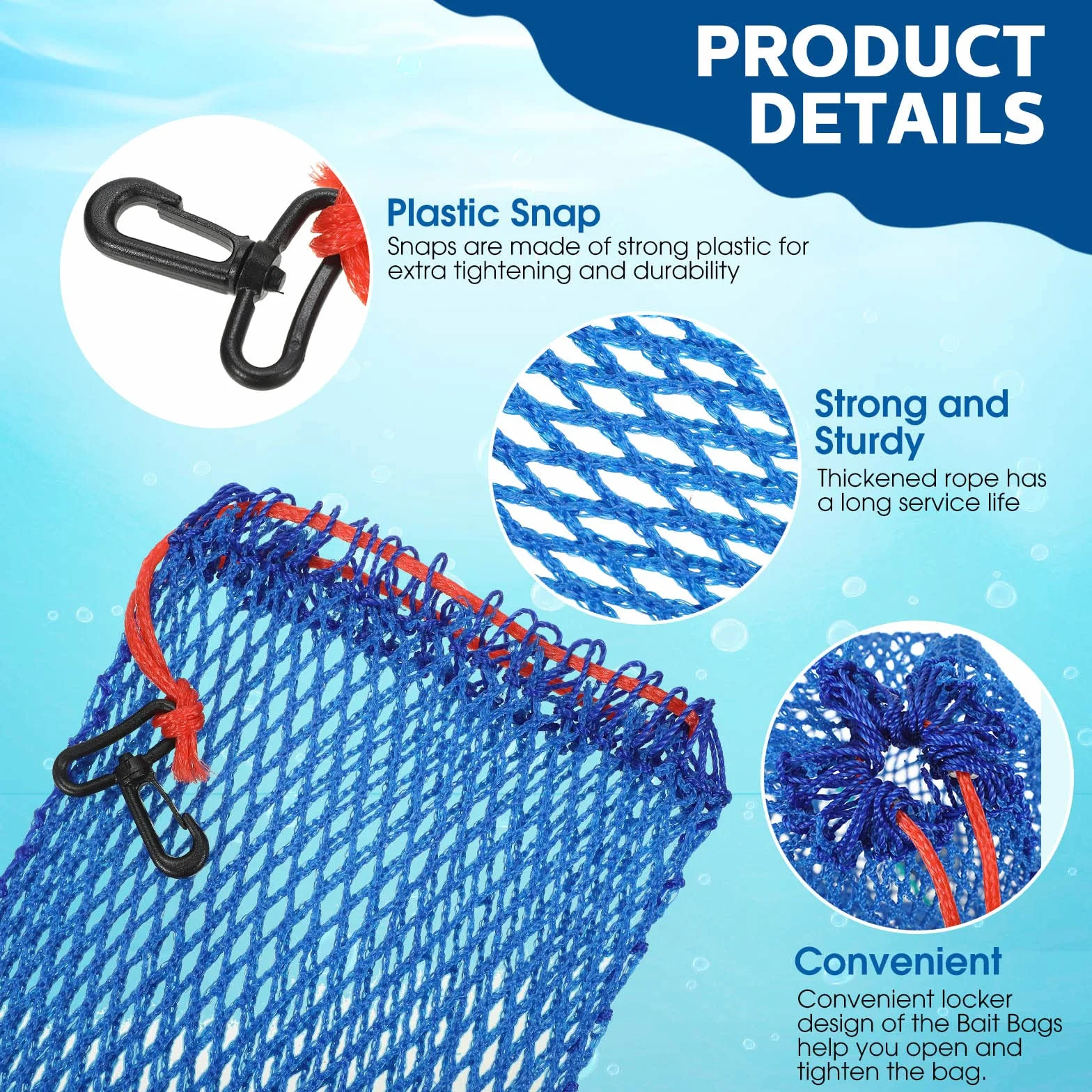 Honoson 6 Pcs Sacs d'Appâts pour Casiers à Crabes avec Casier Piège à Poisson Portatif Piège à Appâts en Filet à Crabe de Style Sports de Plein Air Filet à Crevettes Équipement de Crabe Pliant
