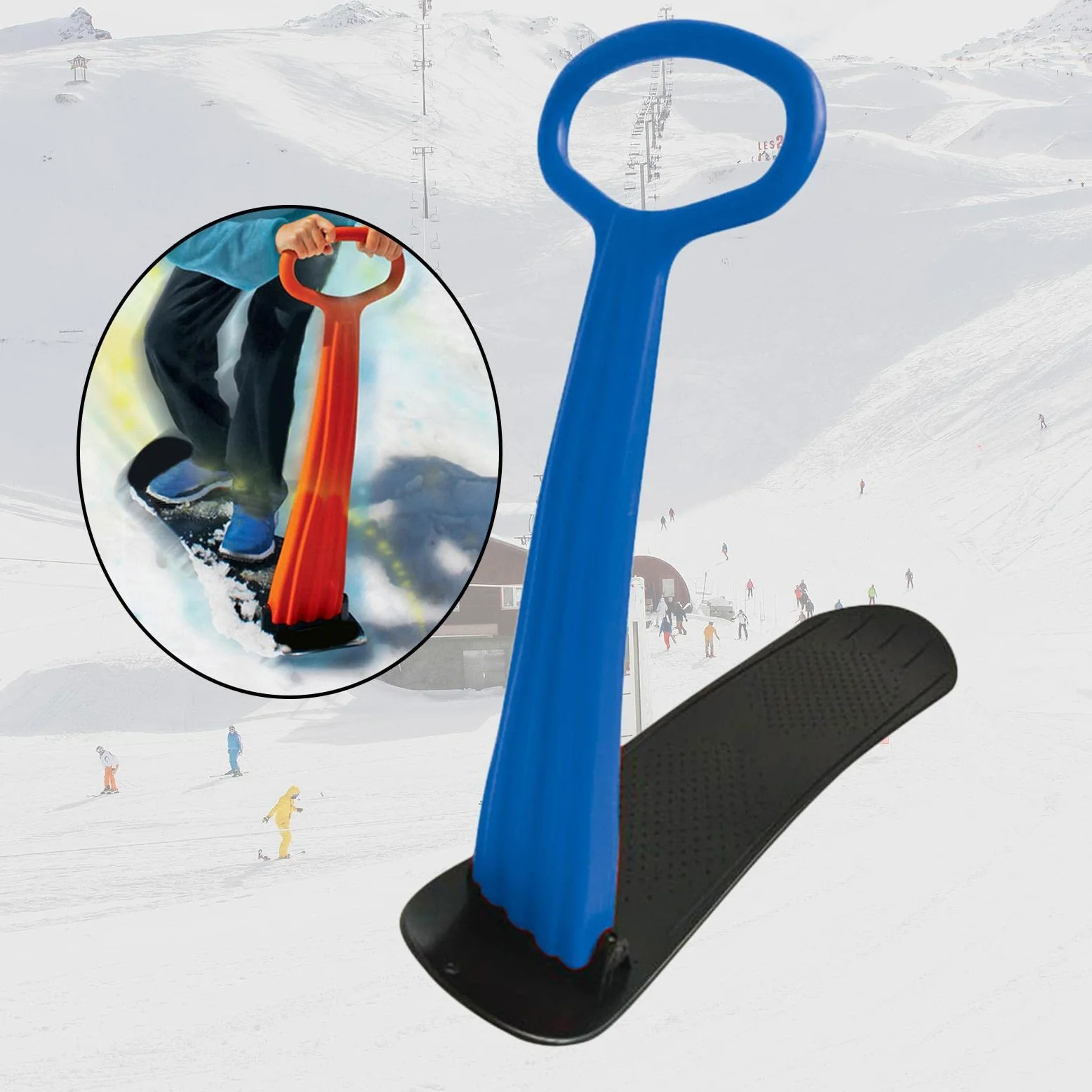 Luge Neige Enfant Traîneau Sled Toboggan Pliable Hiver en PETG avec Poignées Grip Adapté Aux Jeux Extérieurs Moments Famille Cadeau