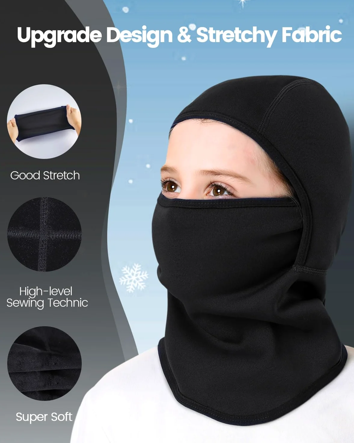 Aegend Cagoule de ski coupe-vent pour enfants par temps froid, cache-cou, cagoule tactique en polyester polaire pour enfants