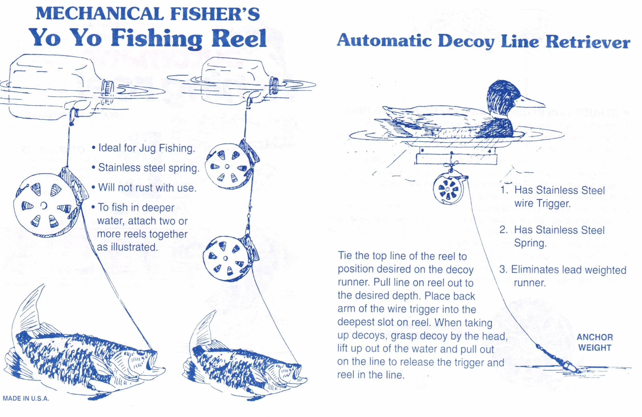 Fisher's Yo Yo Fishing Reels 4-Pack Flat Trigger Model