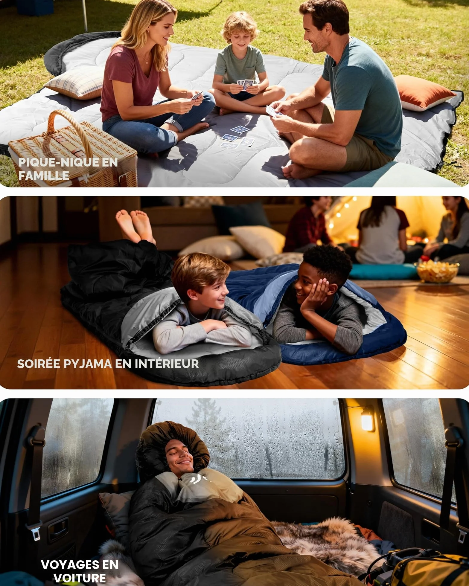 Sportneer Sac de Couchage d'extérieur Léger Portable pour Camping Randonnée Adultes Enfants