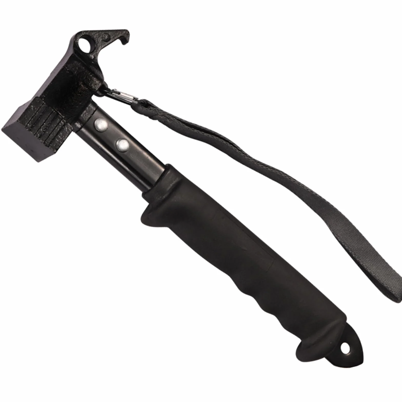 Démonteur de Pieu Lourd Multifonctionnel pour le Camping - Marteau de Tente avec Sangle de Fixation (Black)