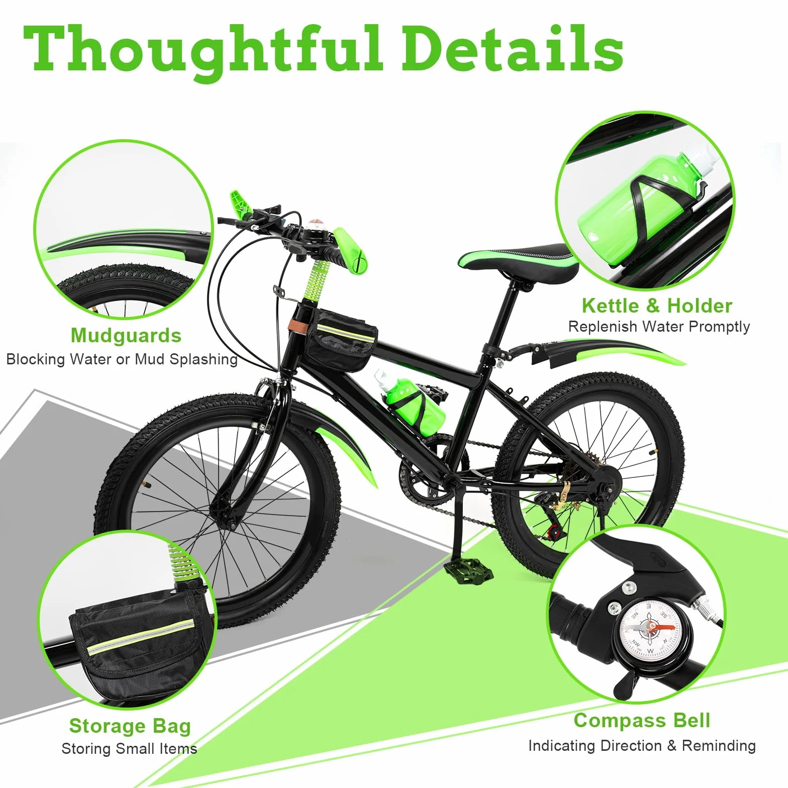 Vélo VTT 20 pouces enfant 7 vitesses acier au carbone 85 kg