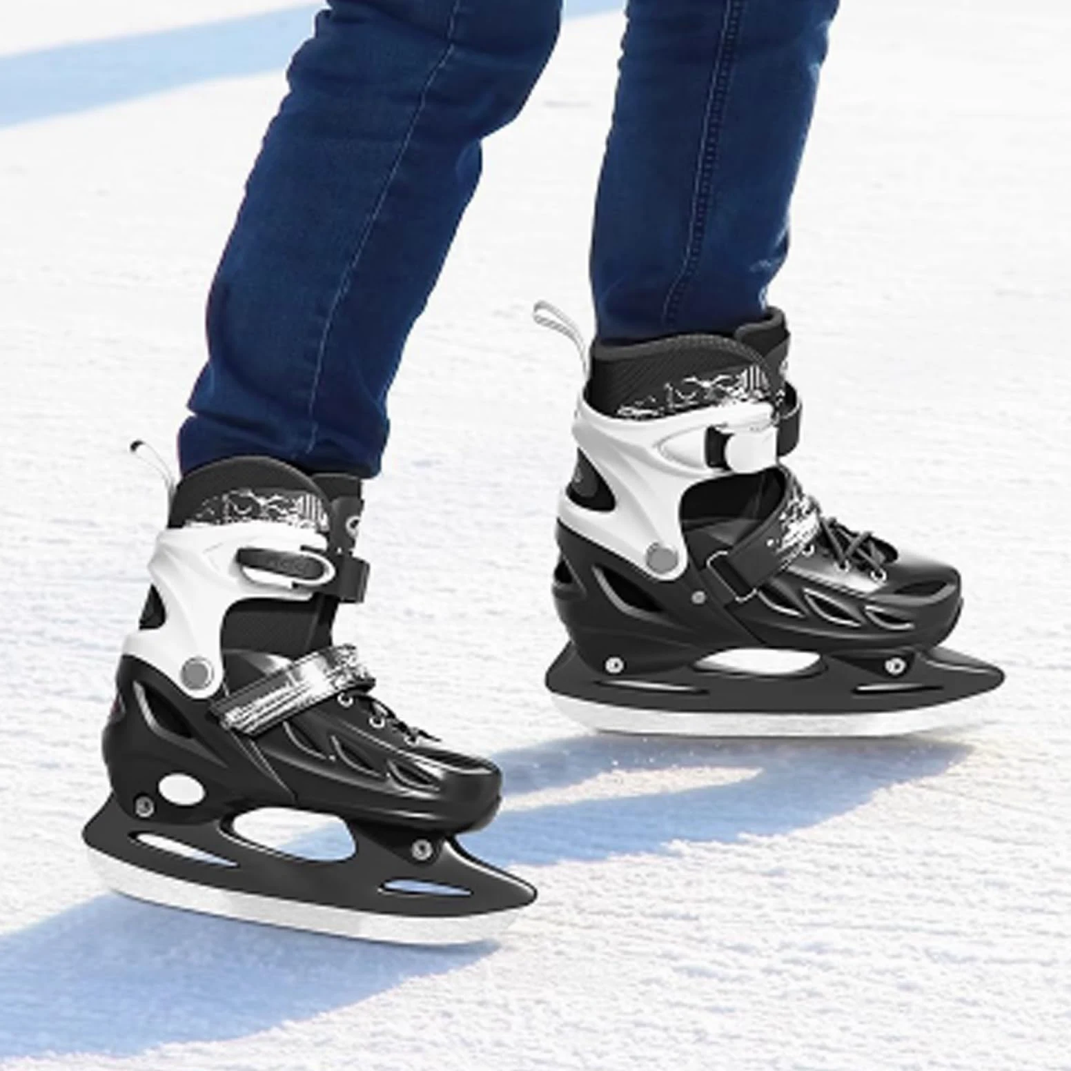 Patins à glace Homme Patins en acier au carbone Patins À Glace avec Système De Laçage Rapide Et Boucle À Poussoir pour Un Maintien Sûr,Patins à glace réglables pour adultes hommes et femmes