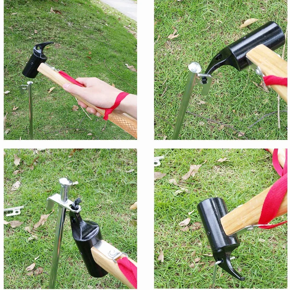 Maillet en Bois Marteau Multifonctions pour piquets de Tente avec Cordon